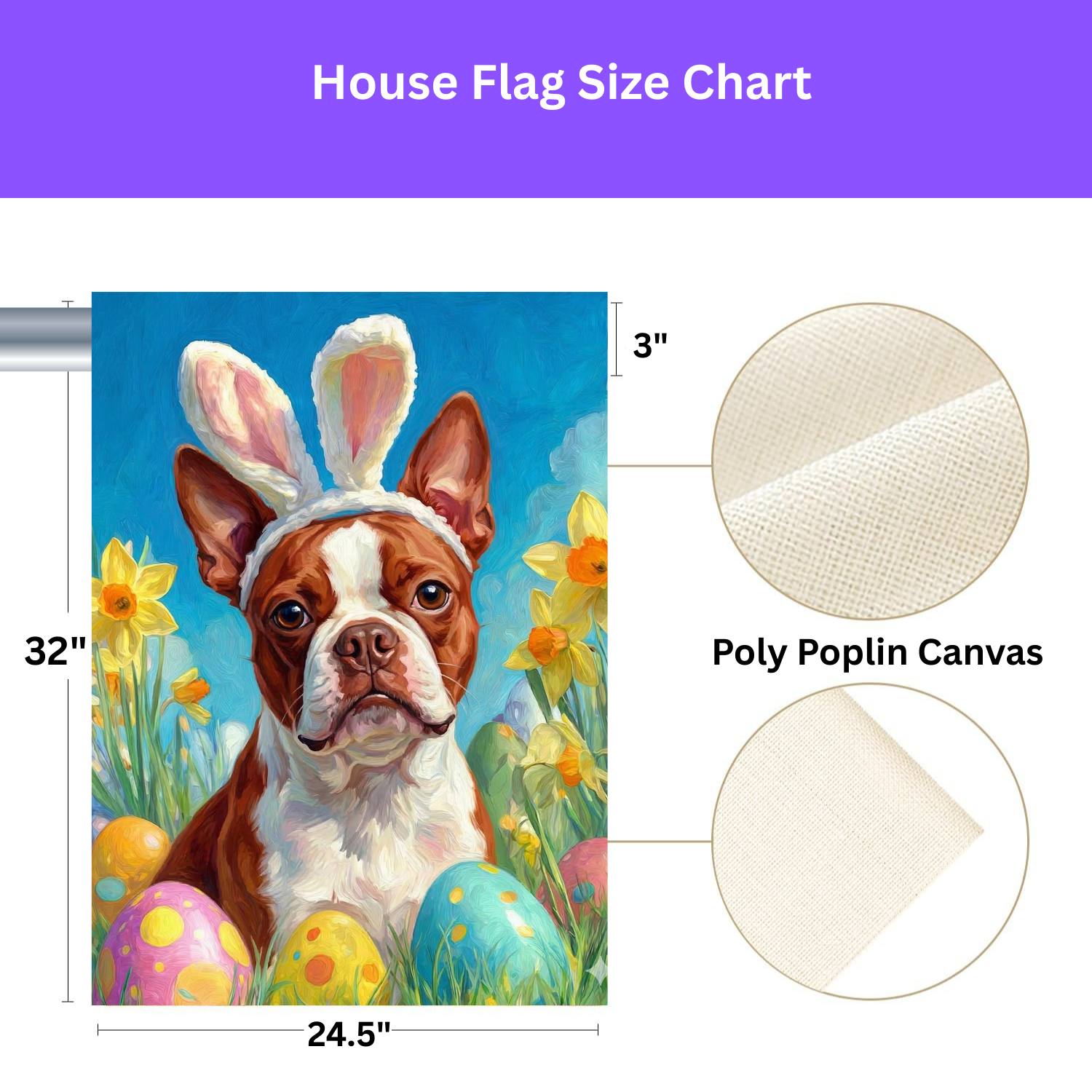 Easter Eggs and Daffodils Red Boston Terrier Garden Flag