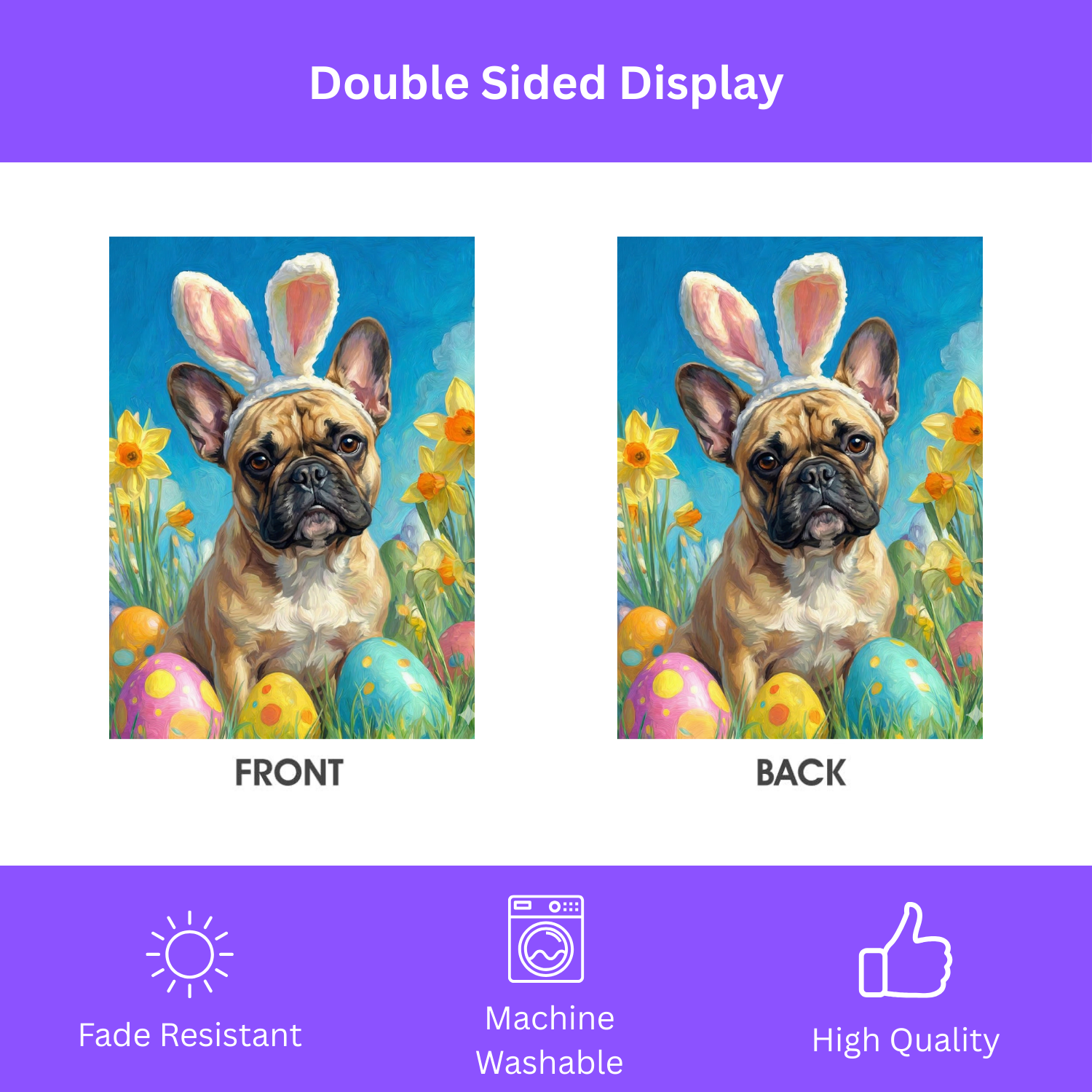 Easter Eggs and Daffodils French Bulldog Garden Flag