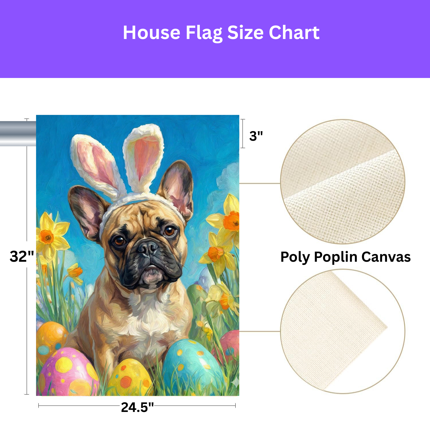 Easter Eggs and Daffodils French Bulldog Garden Flag