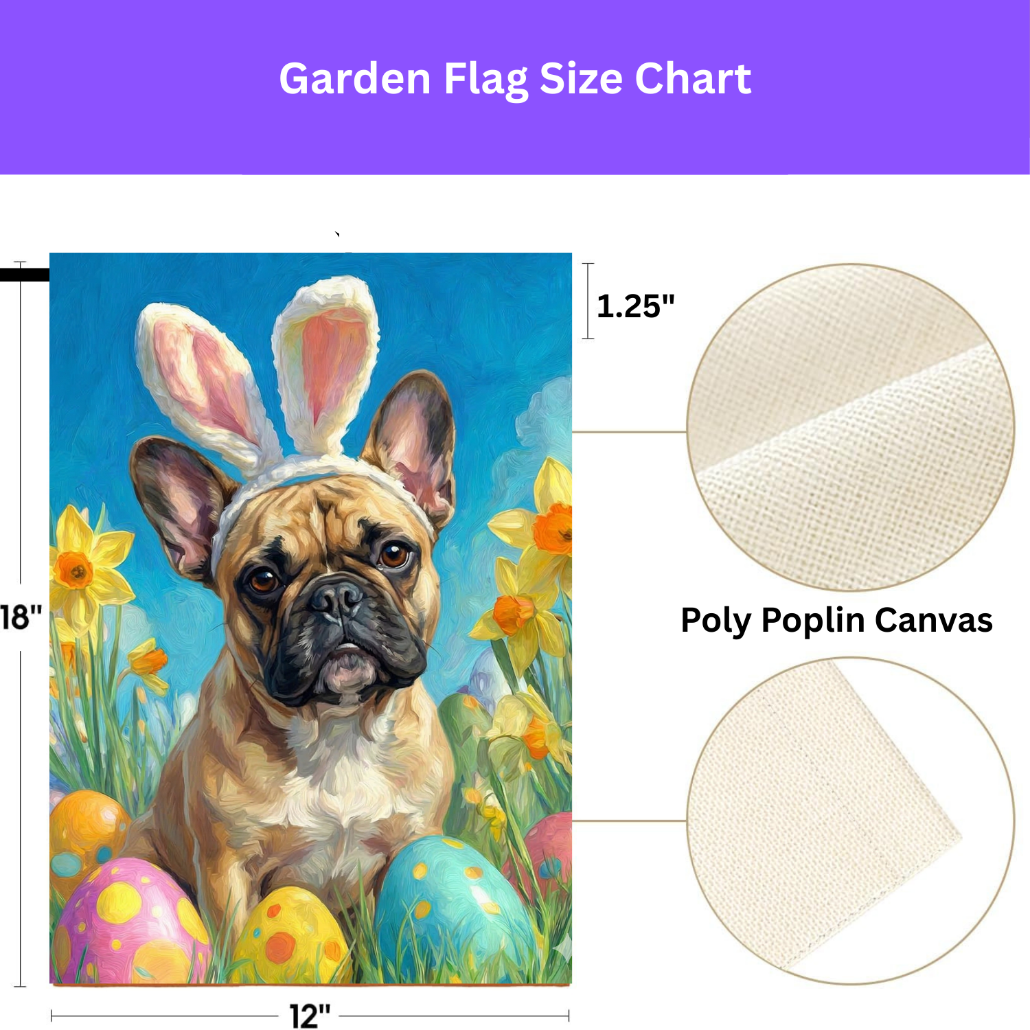 Easter Eggs and Daffodils French Bulldog Garden Flag