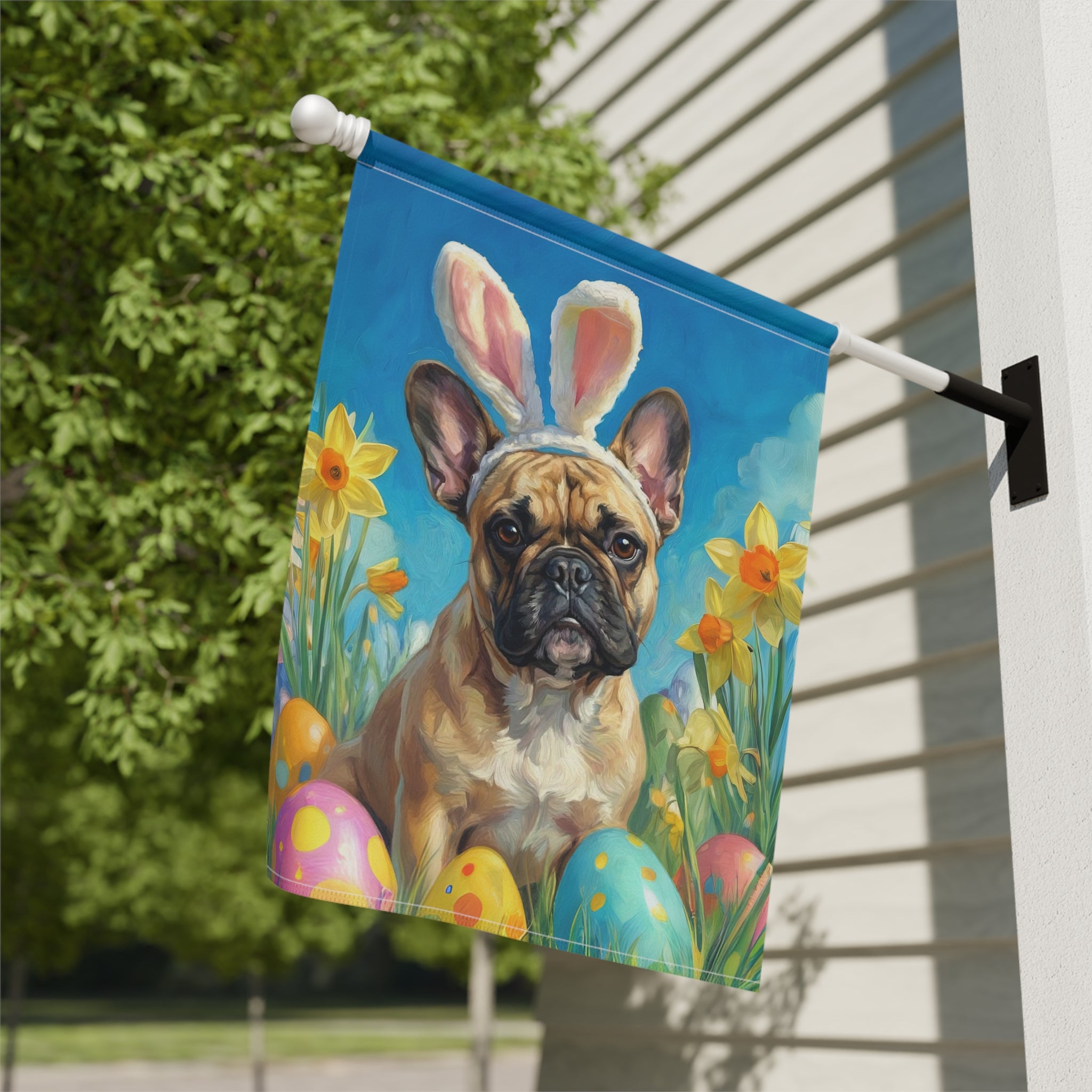 Easter Eggs and Daffodils French Bulldog Garden Flag