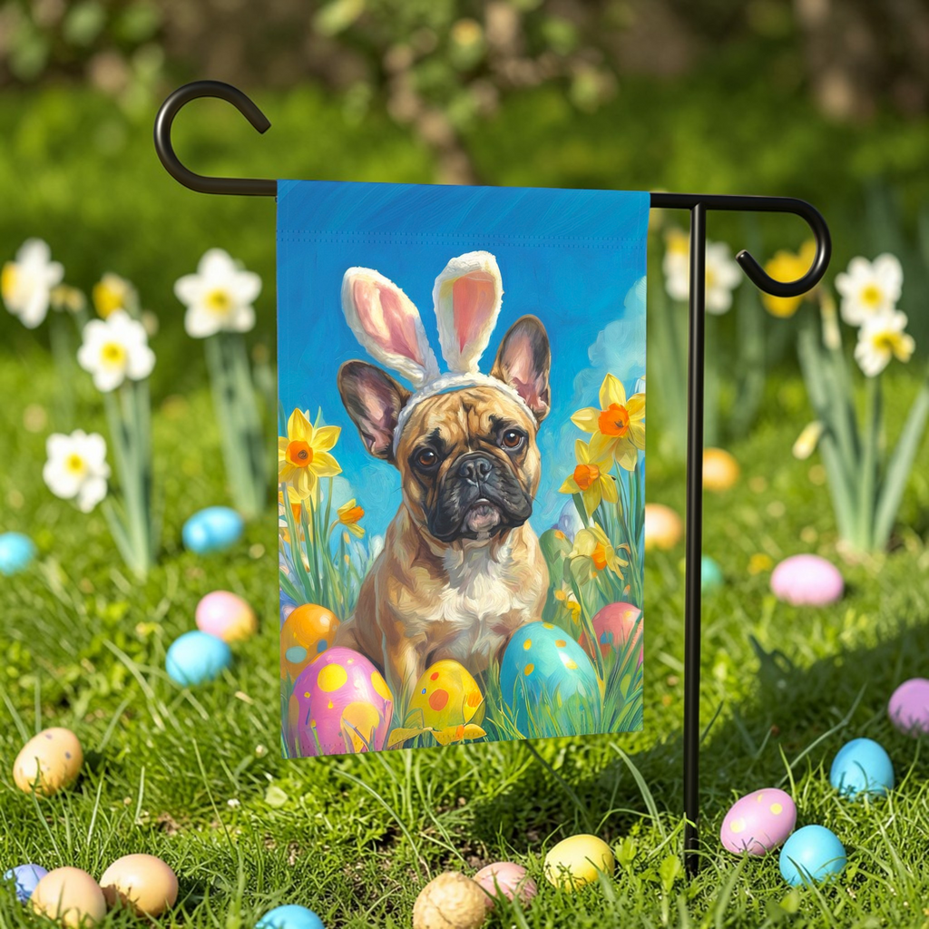 Easter Eggs and Daffodils French Bulldog Garden Flag