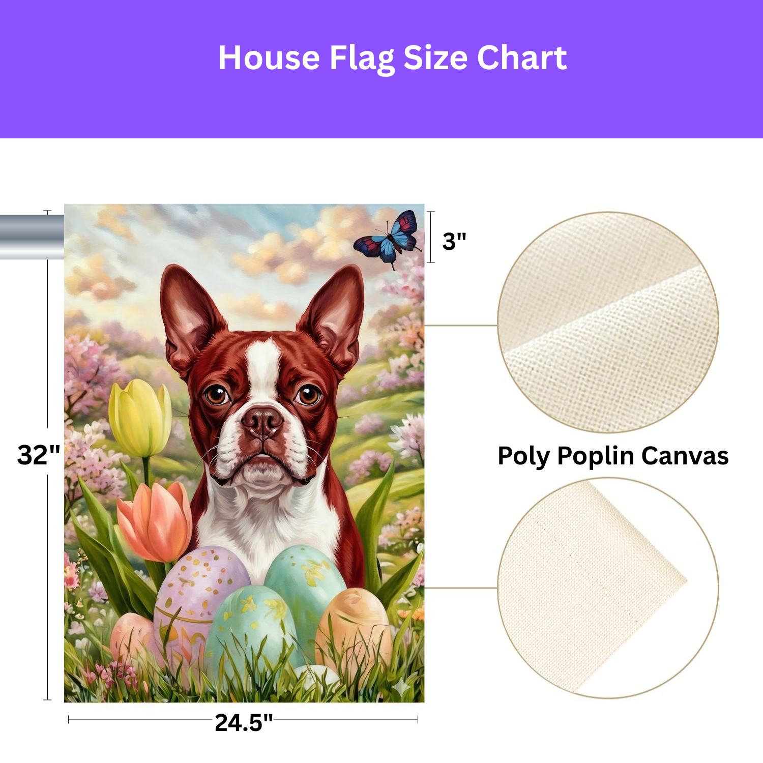 Easter Eggs and Red Boston Terrier Garden Flag
