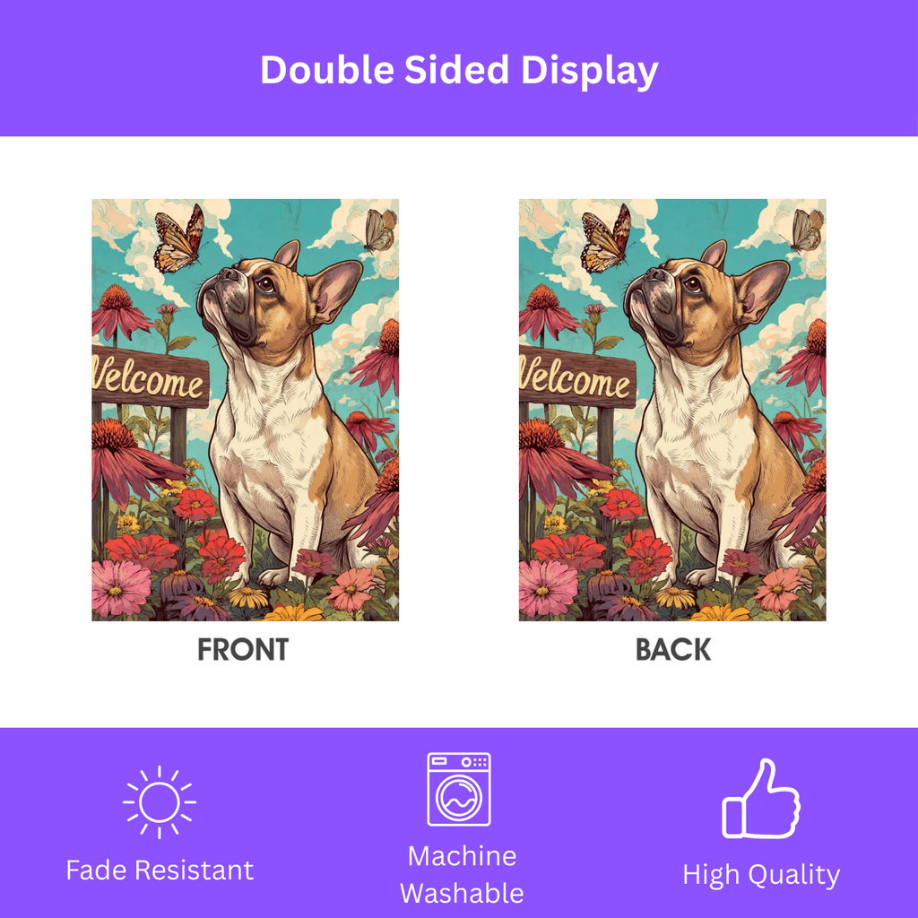 Butterfly and French Bulldog Garden Flag - porch decor - Dragonfire Gardens