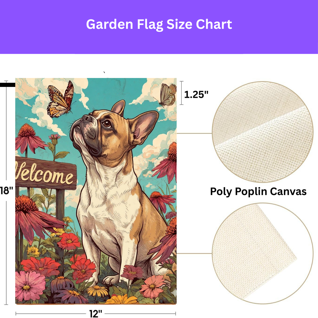 Butterfly and French Bulldog Garden Flag - double-sided design - Dragonfire Gardens