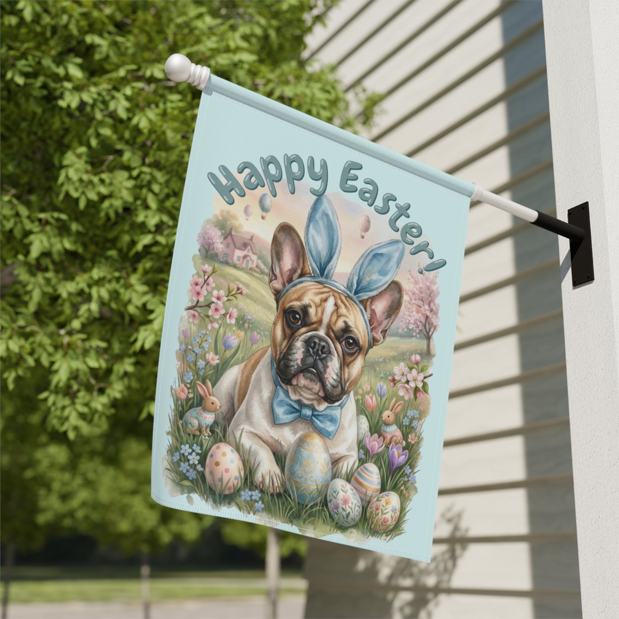 Bunny Ear French Bulldog Easter Garden Flag