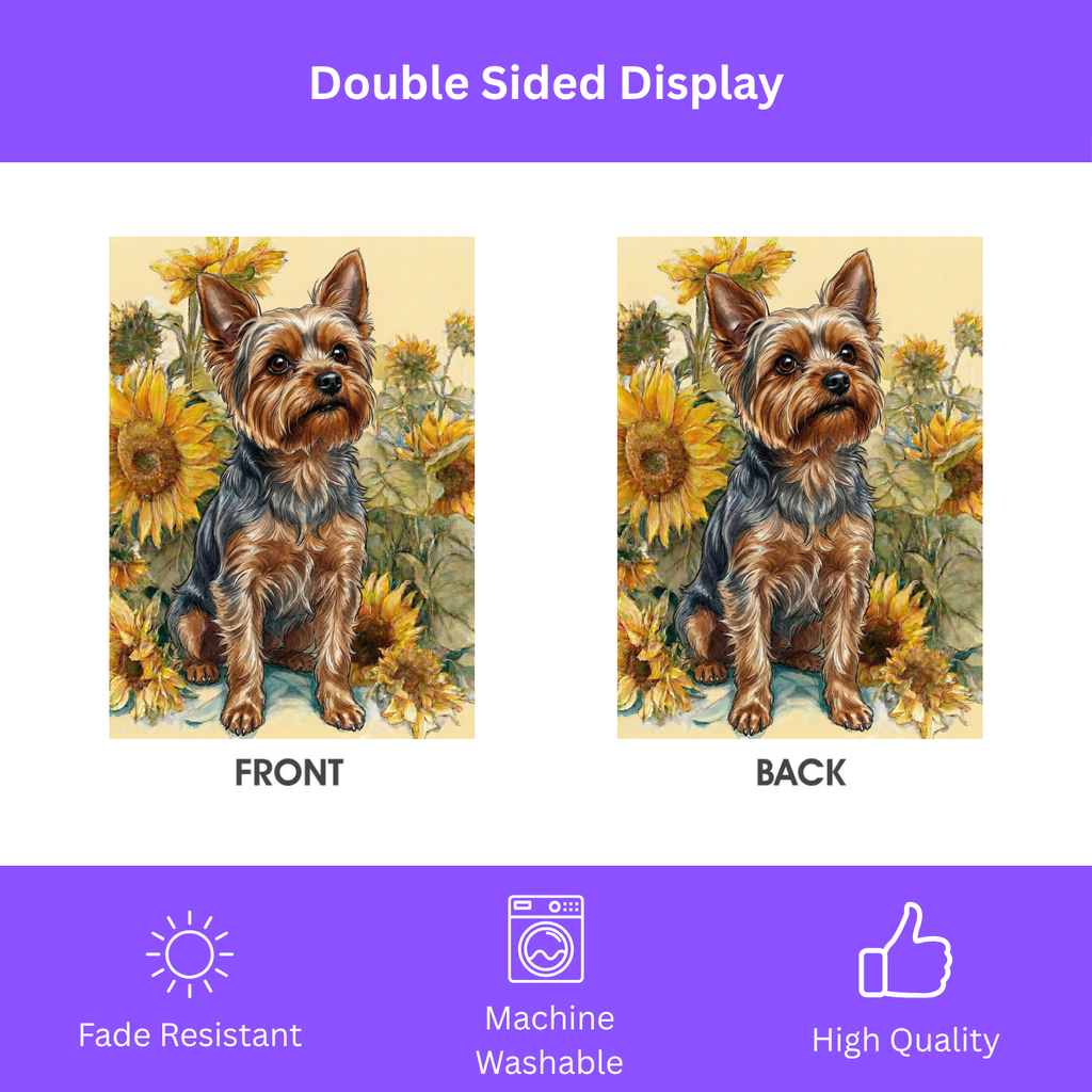 Yellow Sunflowers Yorkshire Terrier Garden Flag