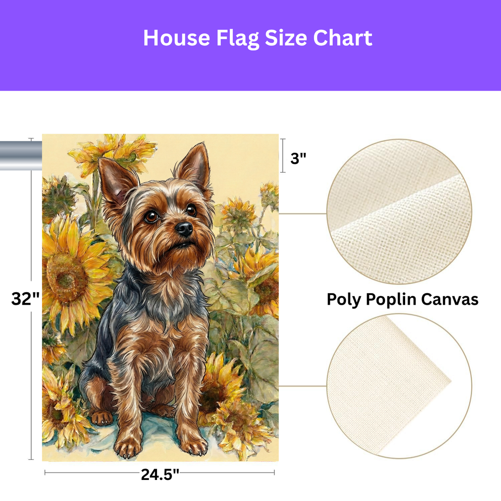 Yellow Sunflowers Yorkshire Terrier Garden Flag