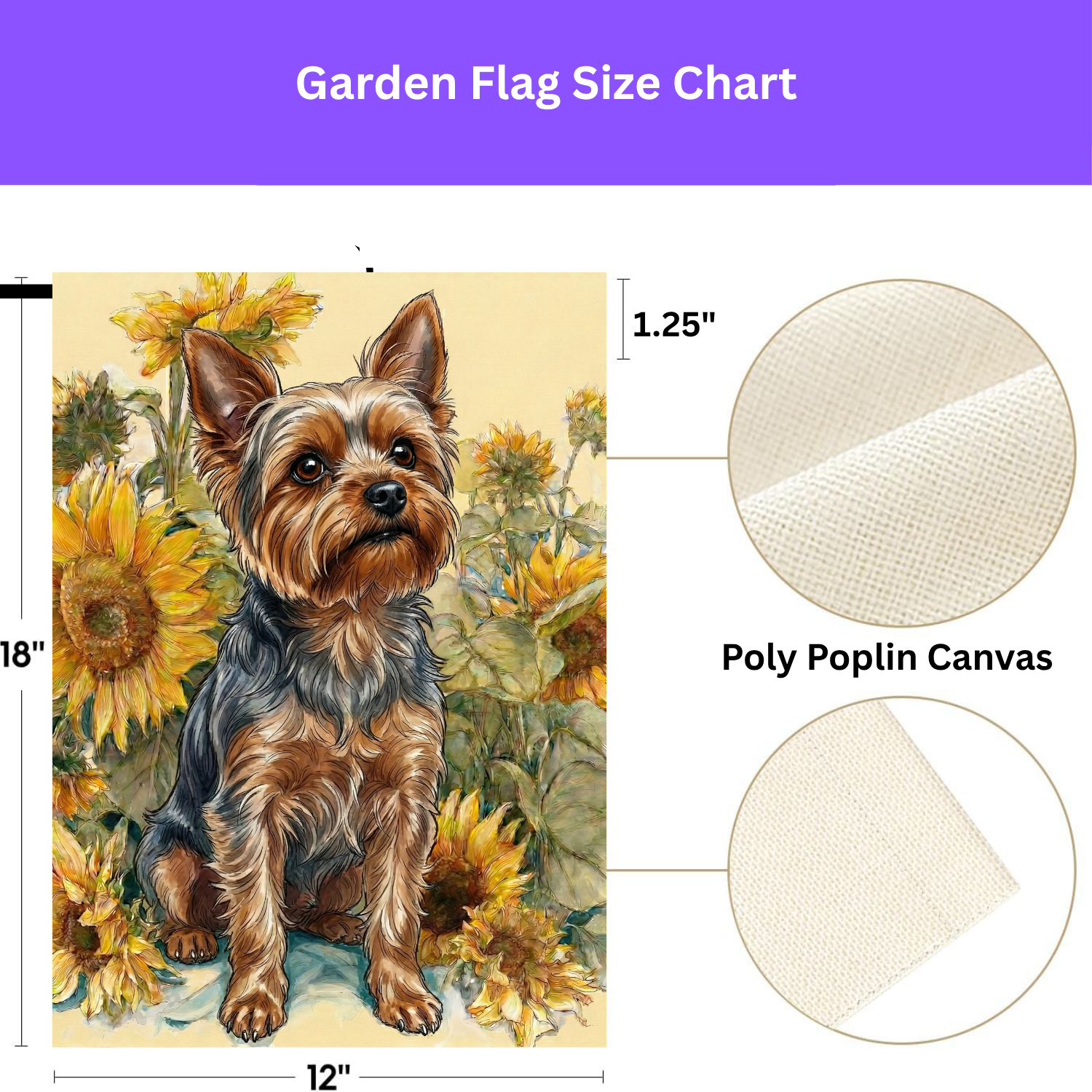 Yellow Sunflowers Yorkshire Terrier Garden Flag