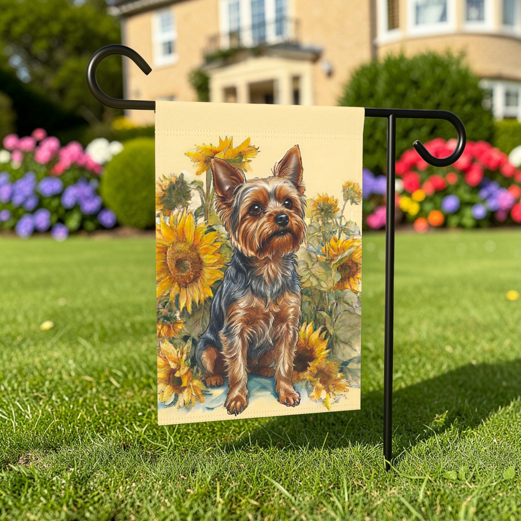 Yellow Sunflowers Yorkshire Terrier Garden Flag