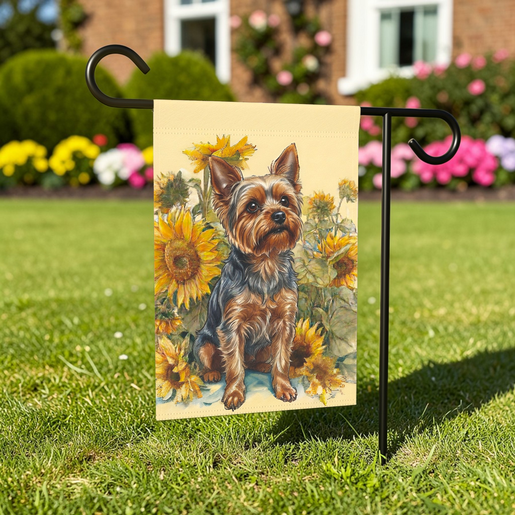 Yellow Sunflowers Yorkshire Terrier Garden Flag