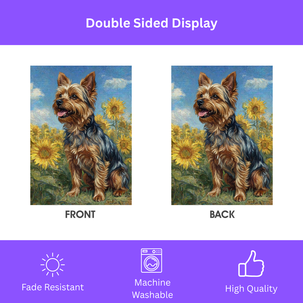 Yorkie Side Profile in Sunflowers Garden Flag - porch decor - Dragonfire Gardens