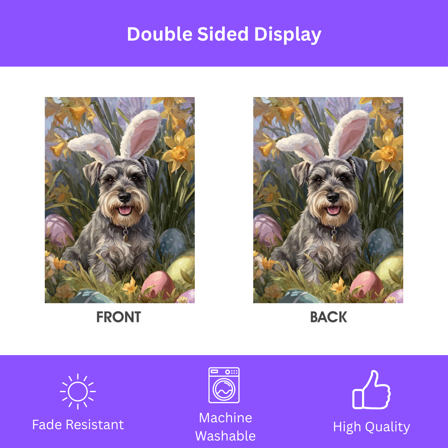 Pink Bunny Ear Schnauzer Easter Flag