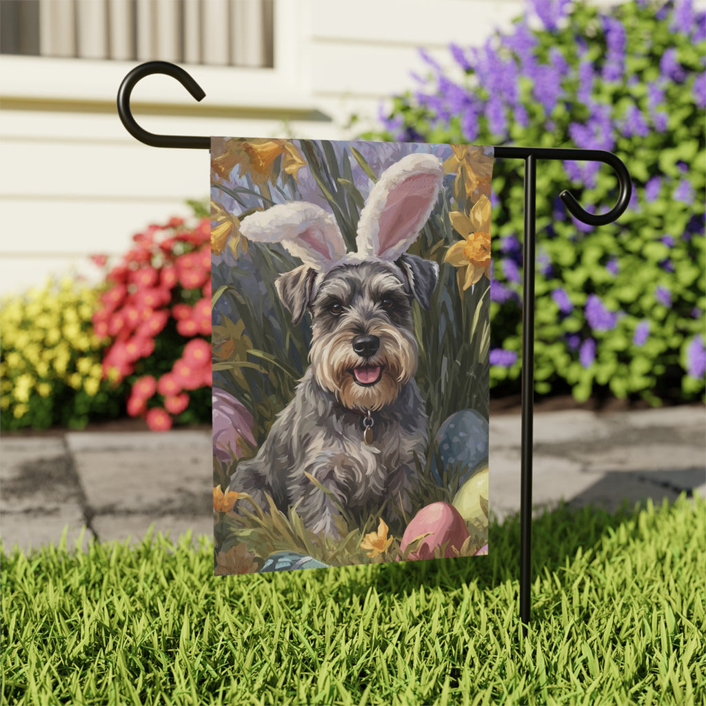 Pink Bunny Ear Schnauzer Easter Flag