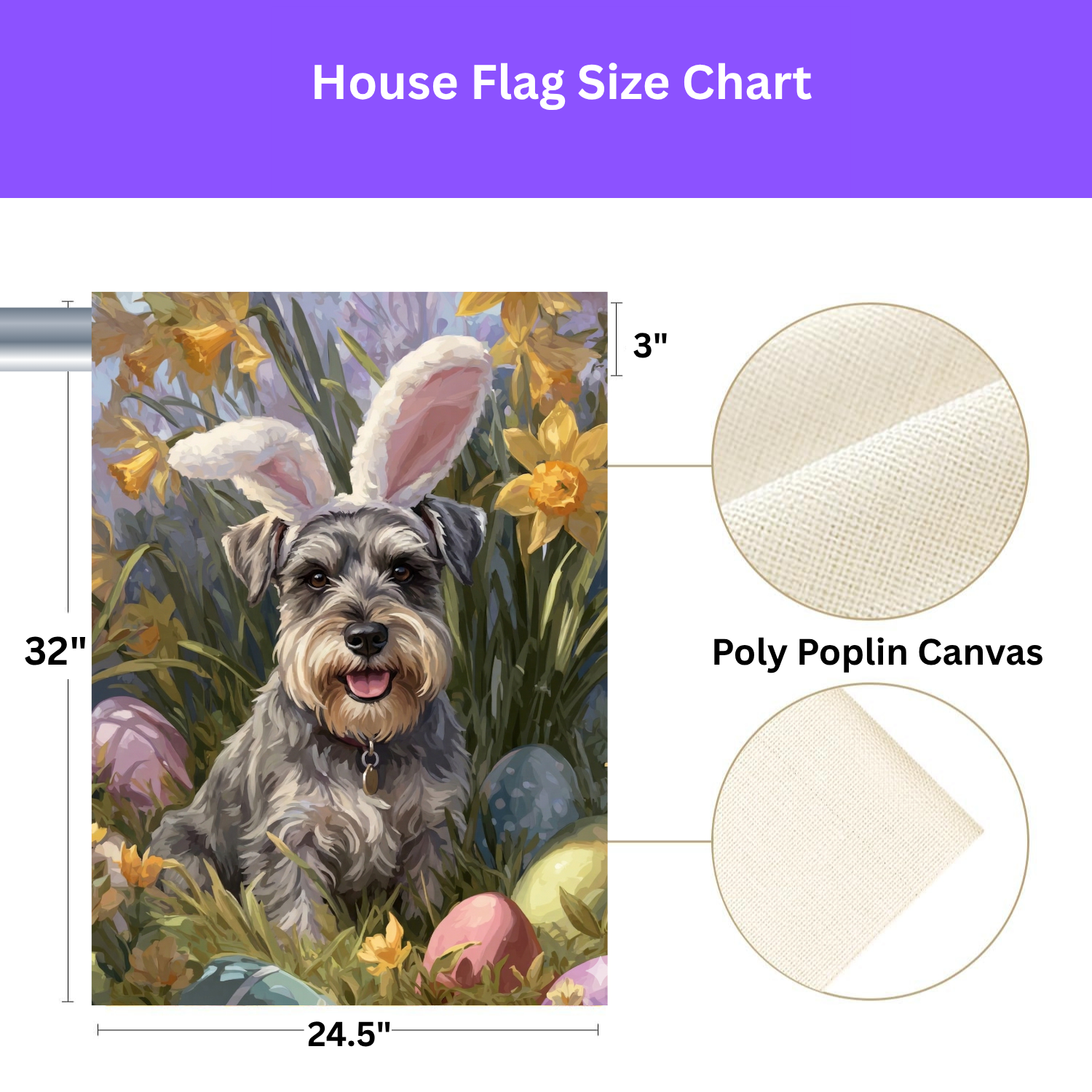 Pink Bunny Ear Schnauzer Easter Flag
