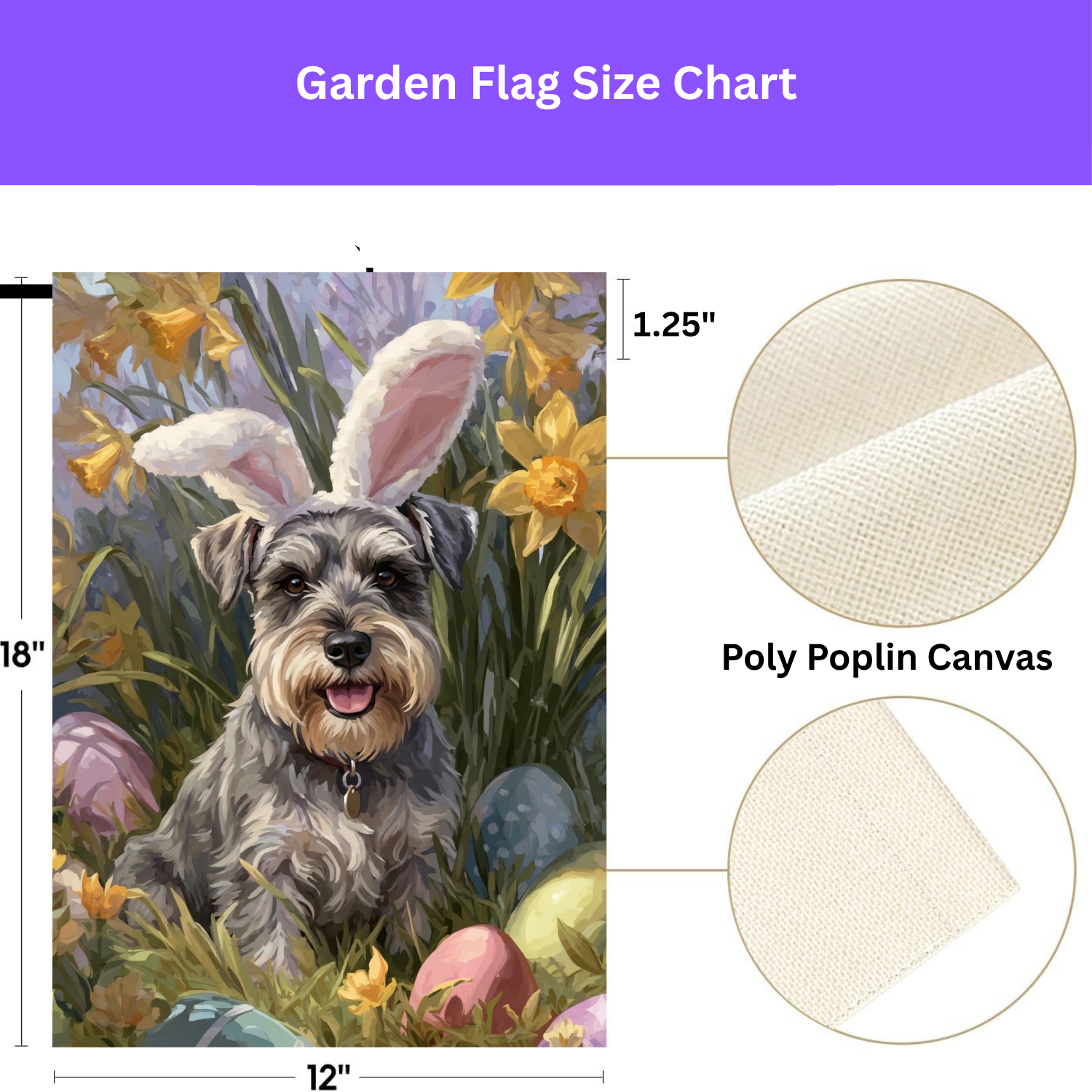 Pink Bunny Ear Schnauzer Easter Flag