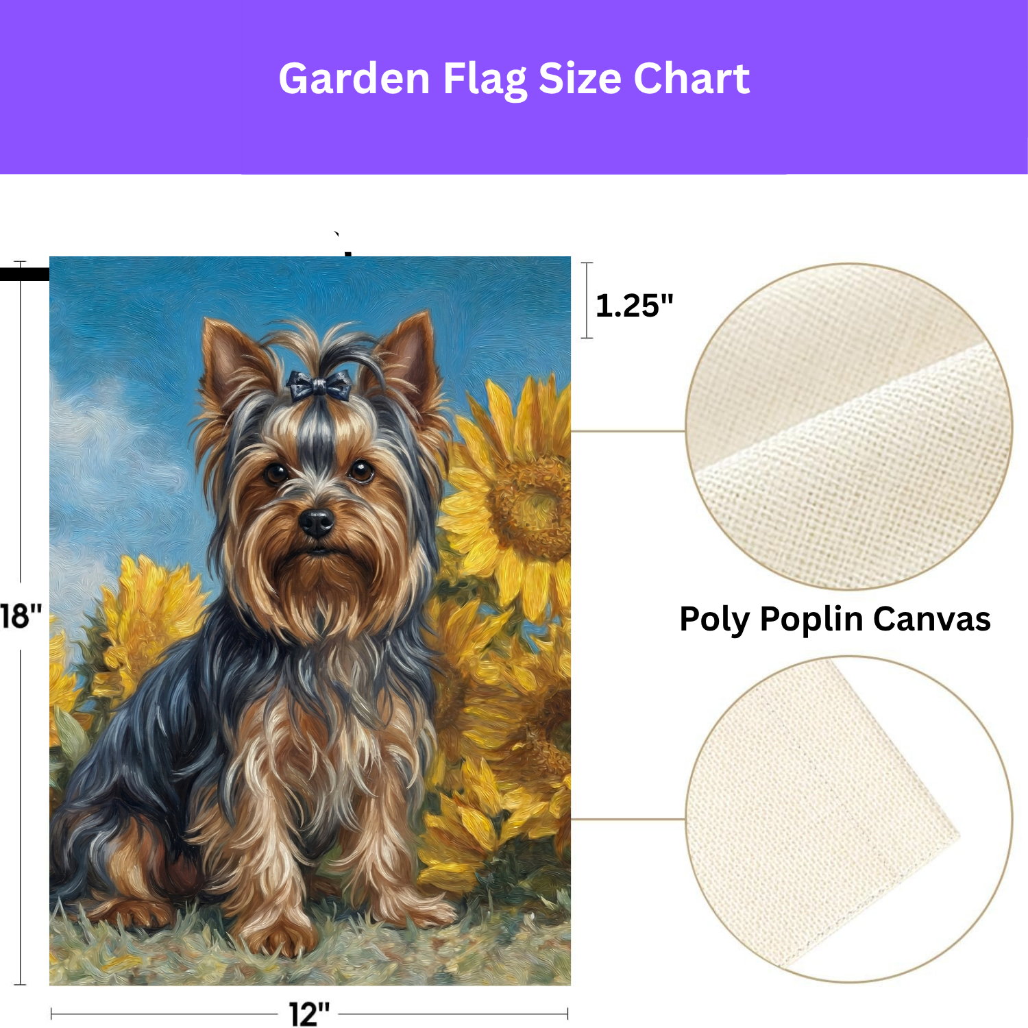 Yorkshire Terrier Blue Skies and Sunflowers Garden Flag - double-sided design - Dragonfire Gardens