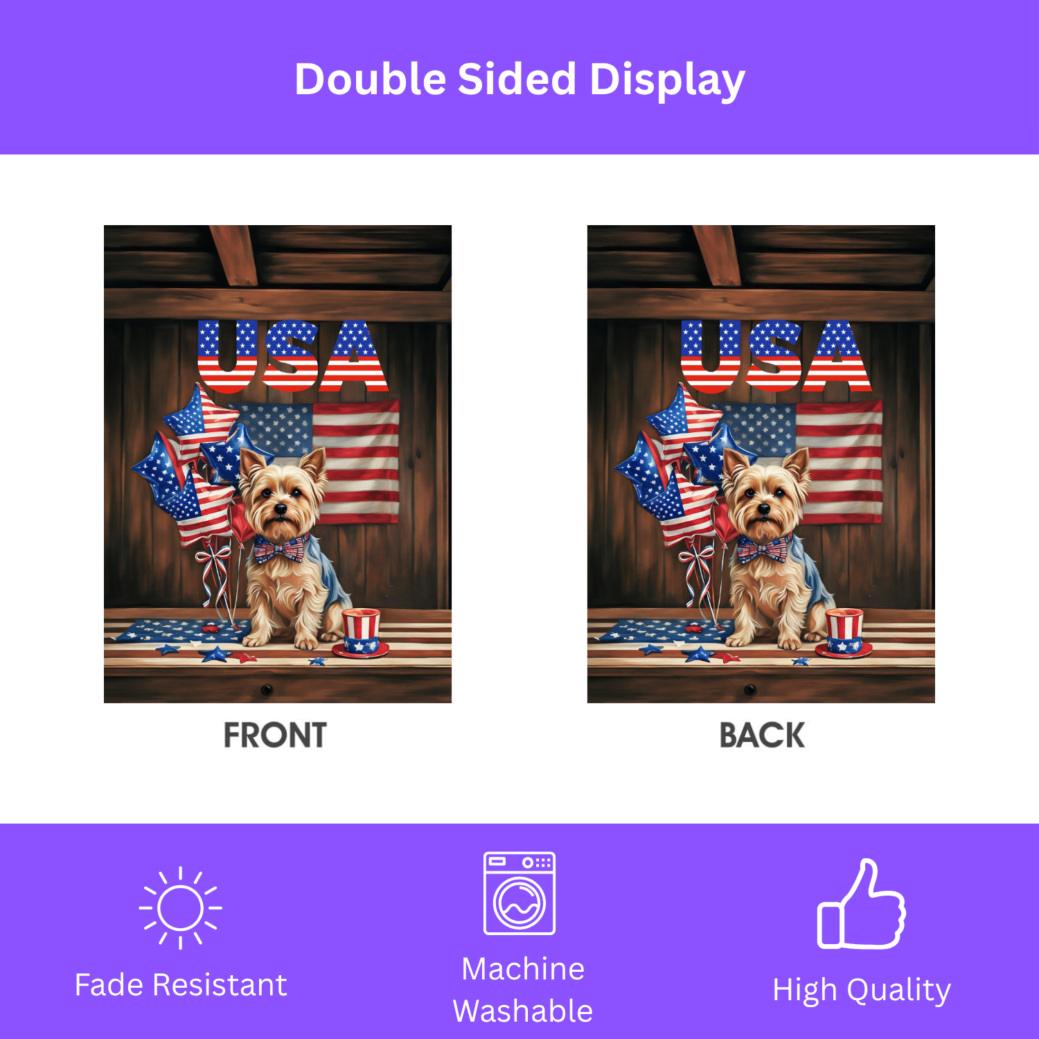USA Patriotic Yorkshire Terrier Garden Flag - porch decor - Dragonfire Gardens