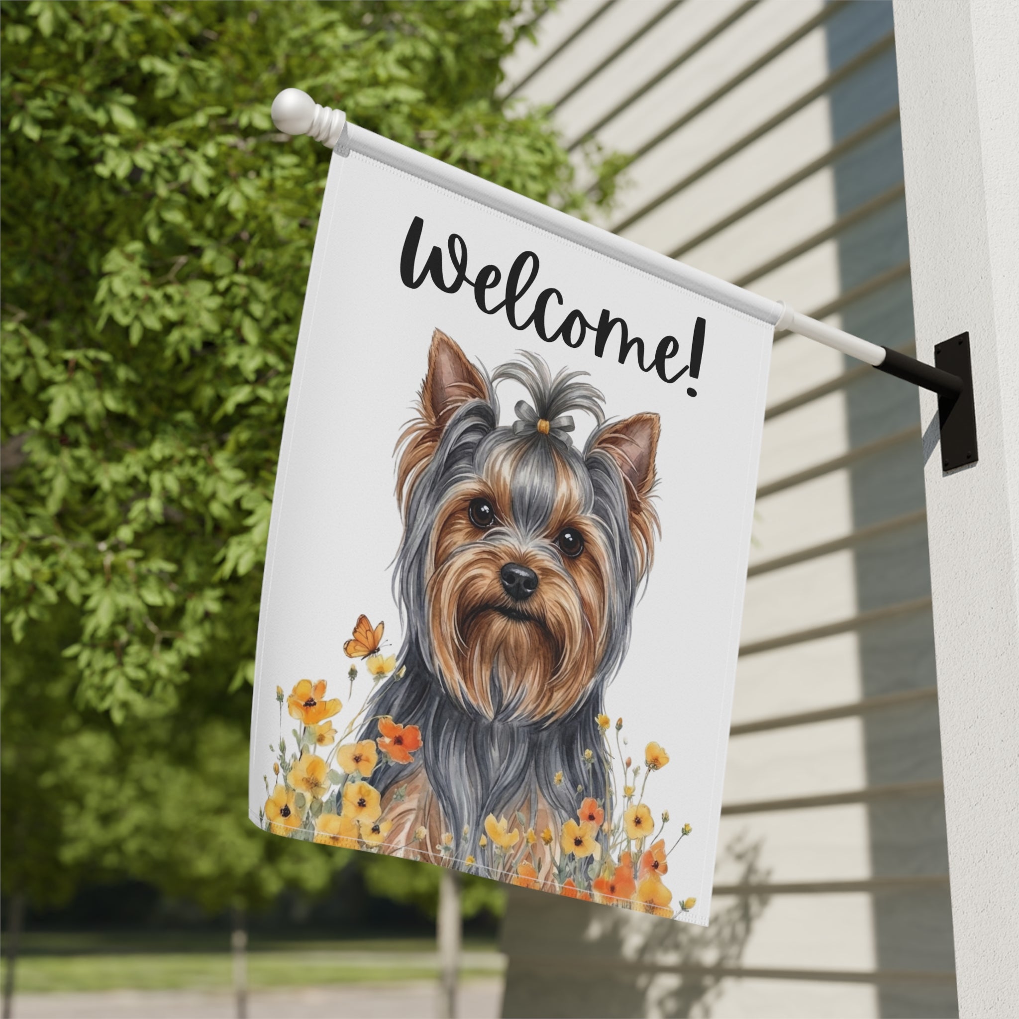 Yellow Poppies Yorkshire Terrier Garden Flag