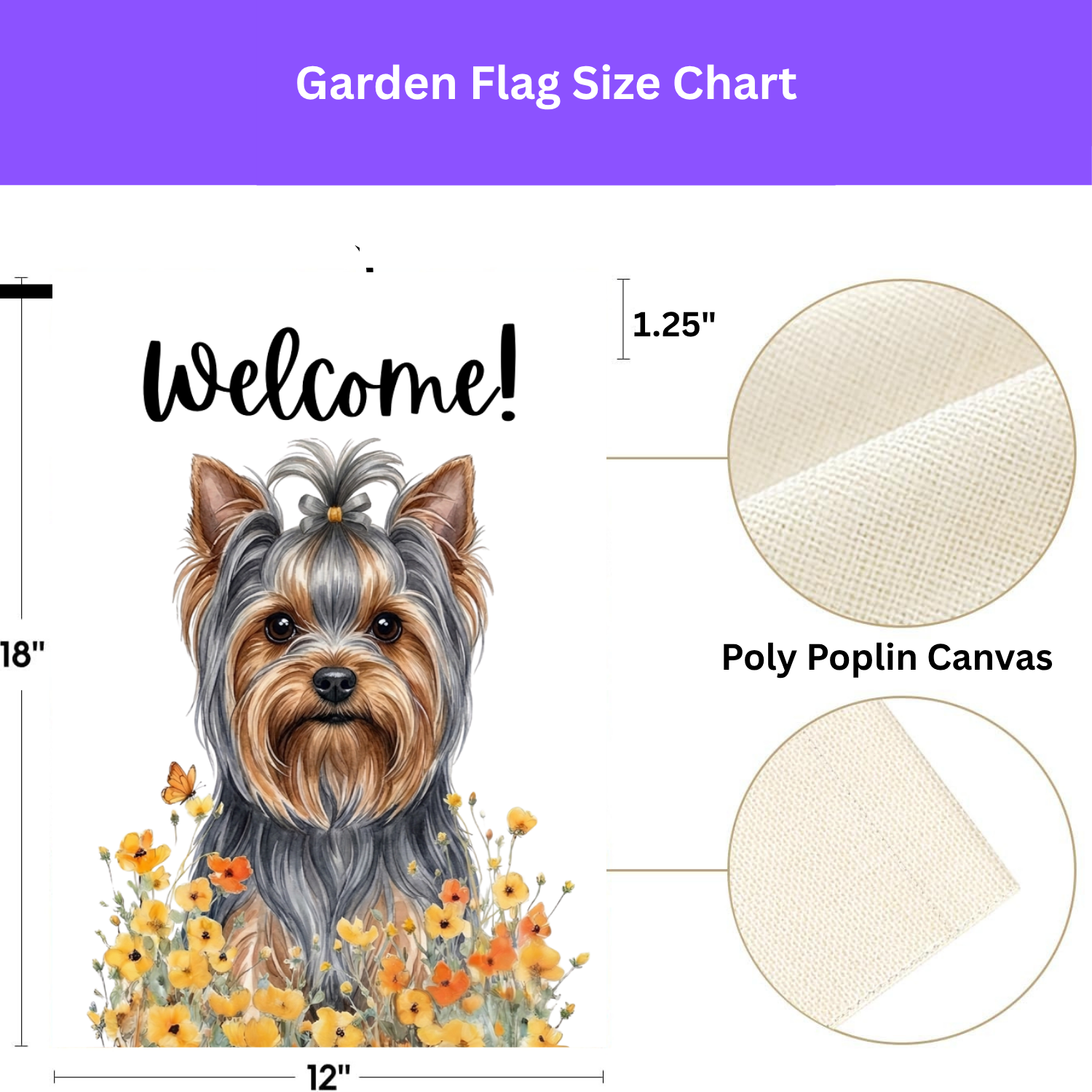 Yellow Poppies Yorkshire Terrier Garden Flag