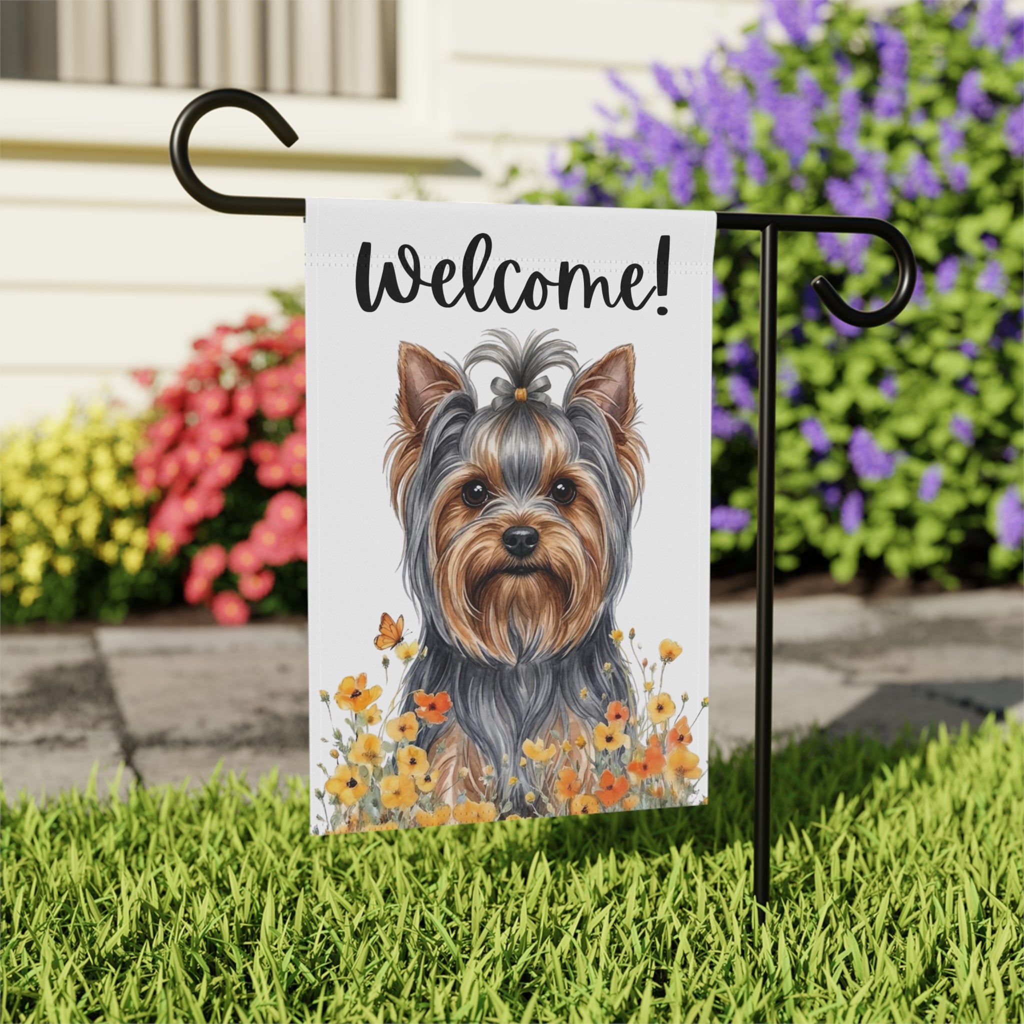 Yellow Poppies Yorkshire Terrier Garden Flag
