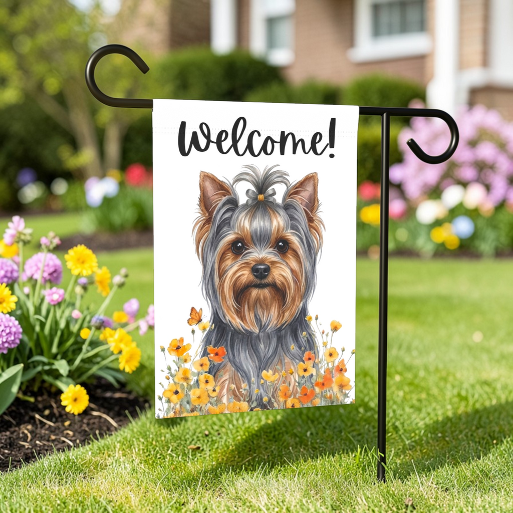 Yellow Poppies Yorkshire Terrier Garden Flag