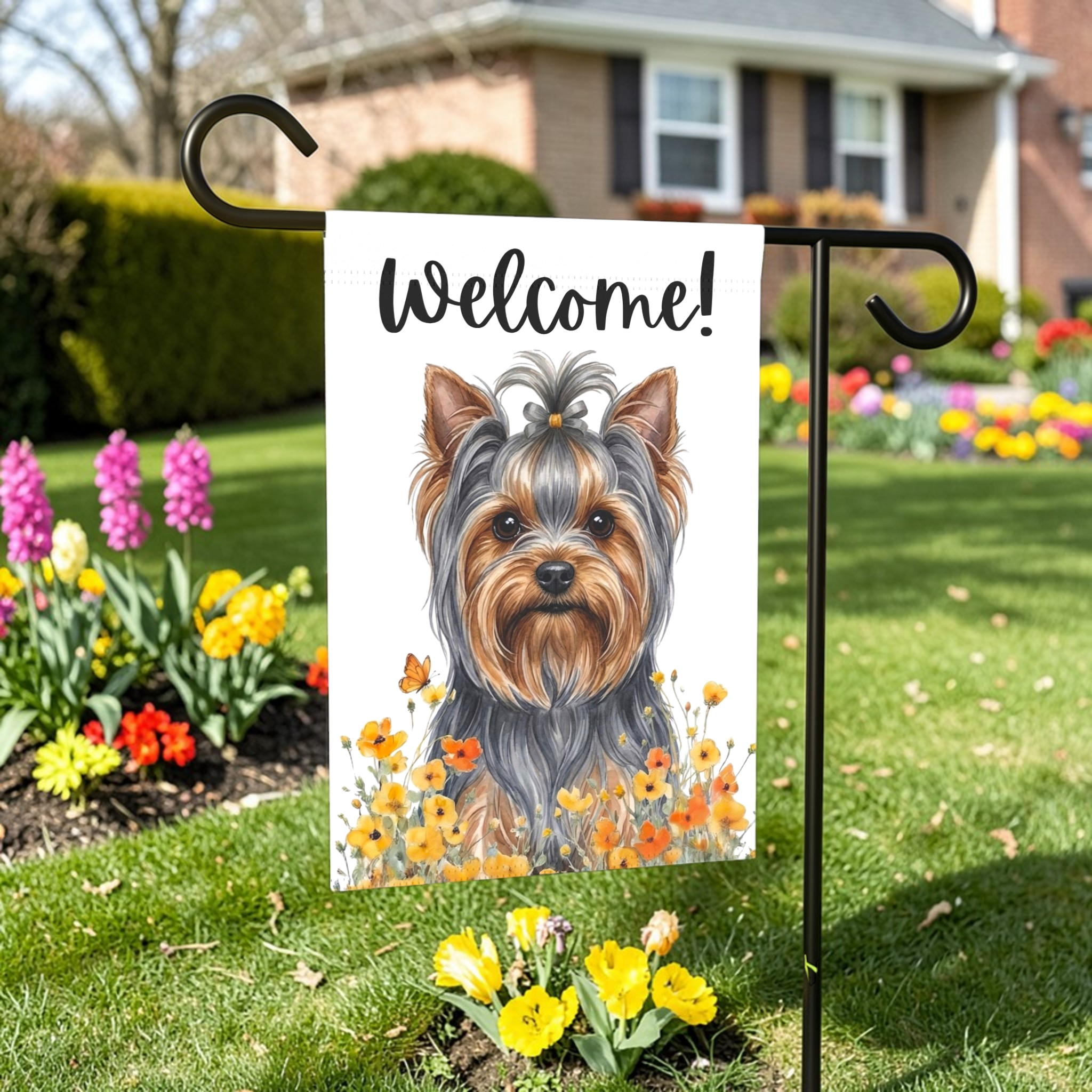 Yellow Poppies Yorkshire Terrier Garden Flag
