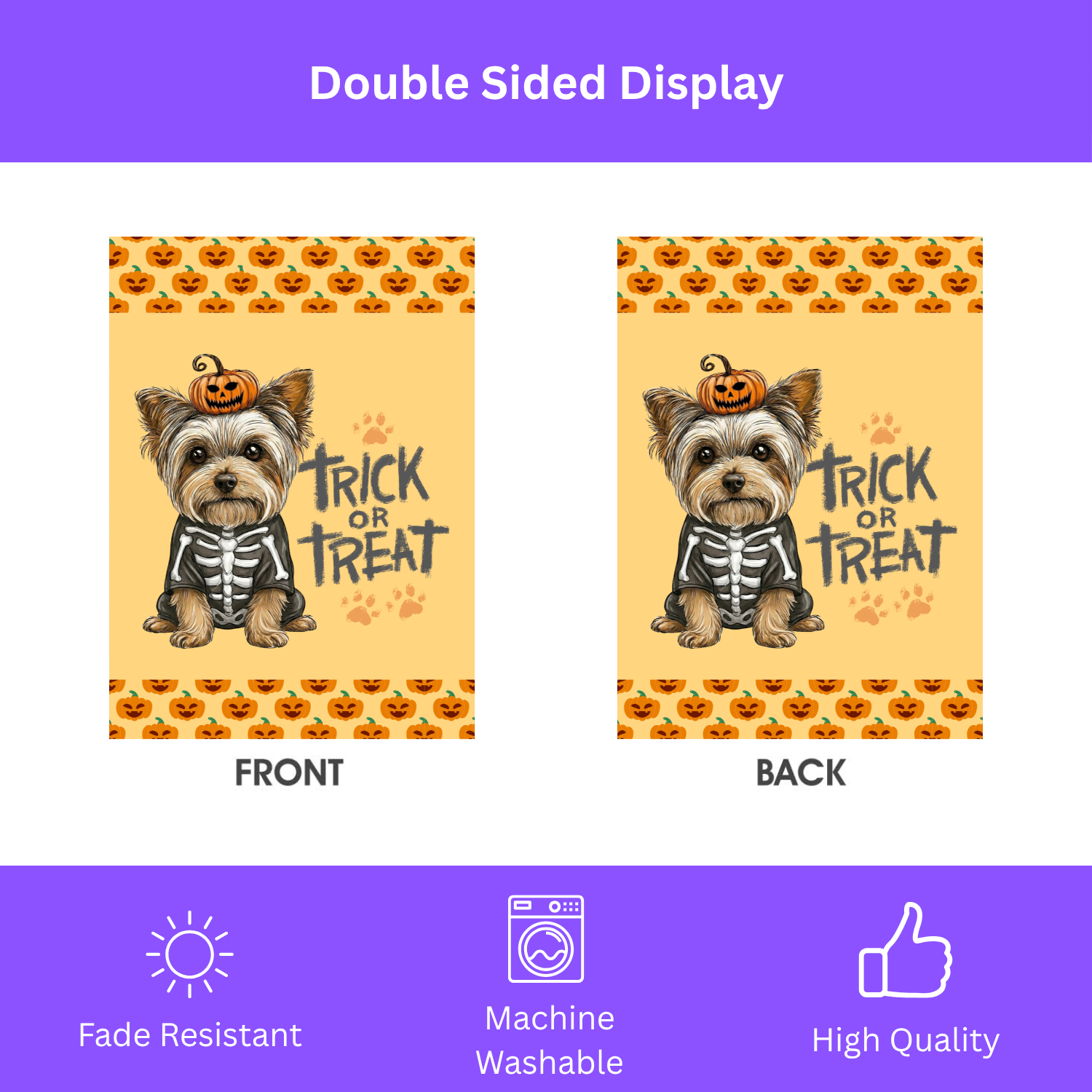 Trick or Treat Yorkshire Terrier Halloween Garden Flag - porch decor - Dragonfire Gardens