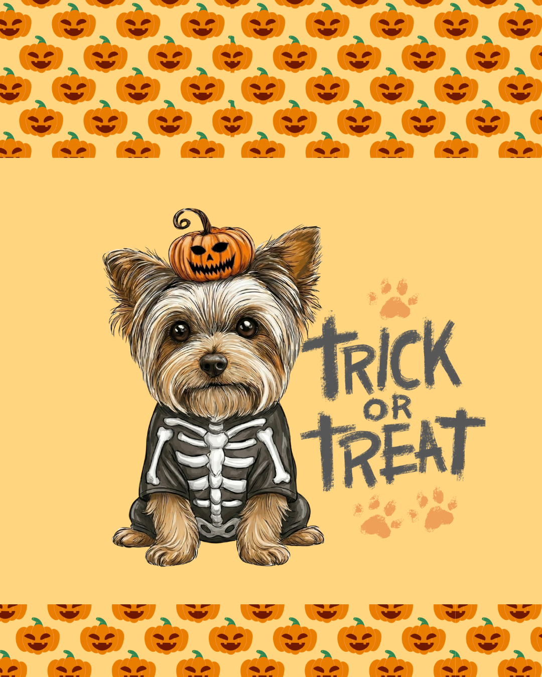 Trick or Treat Yorkshire Terrier Halloween Garden Flag - lifestyle display - Dragonfire Gardens