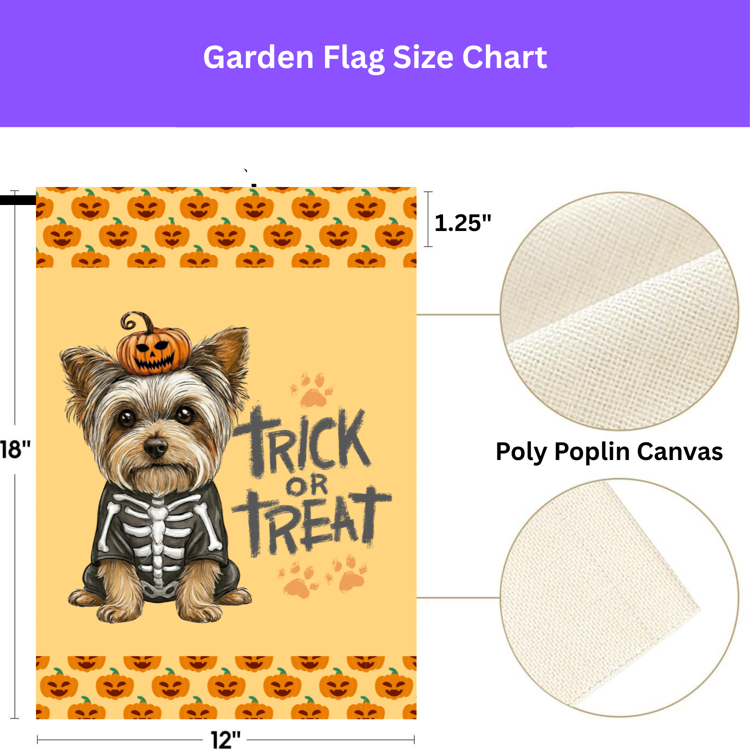 Trick or Treat Yorkshire Terrier Halloween Garden Flag - double-sided design - Dragonfire Gardens