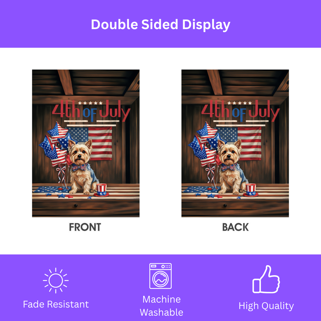 4th of July Yorkshire Terrier Garden Flag - porch decor - Dragonfire Gardens
