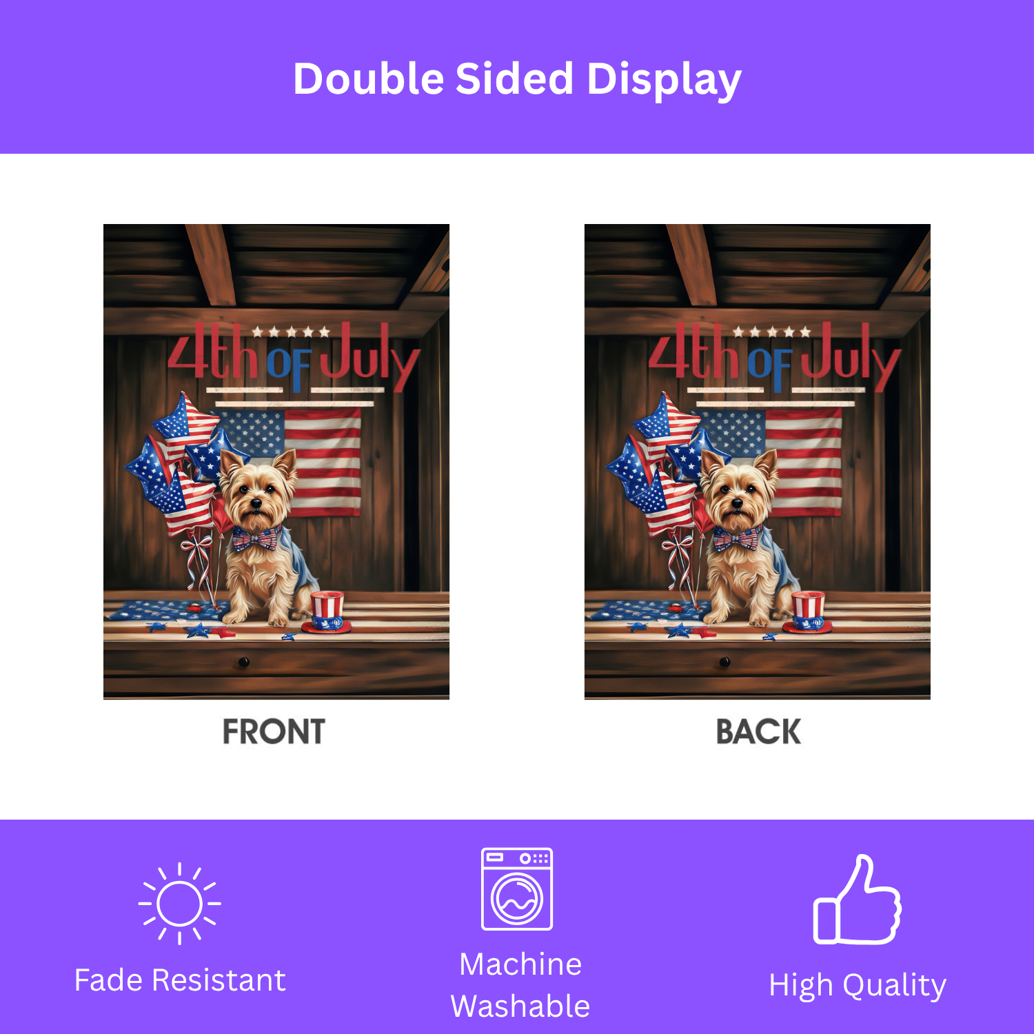 4th of July Yorkshire Terrier Garden Flag - porch decor - Dragonfire Gardens