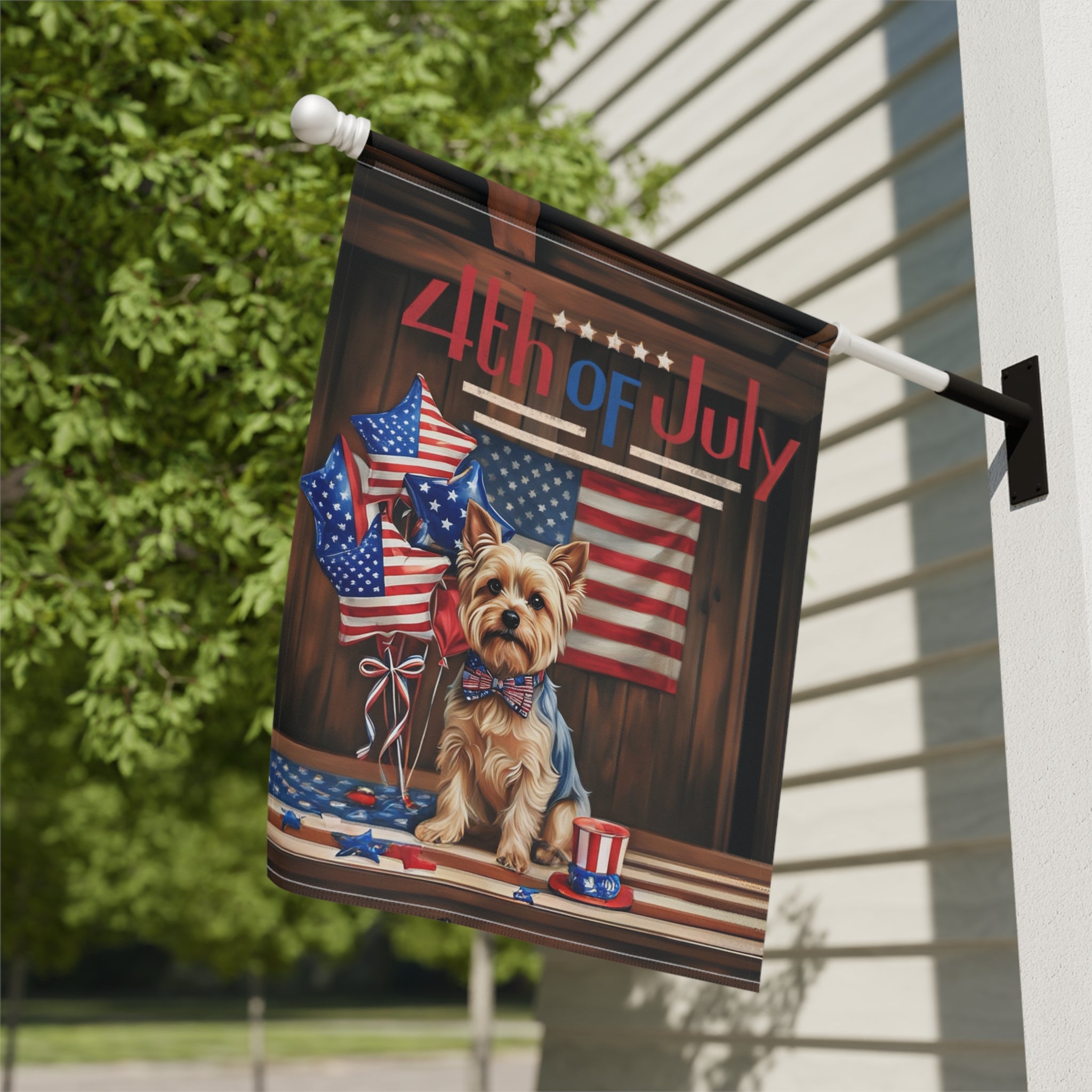 4th of July Yorkshire Terrier Garden Flag - yard display - Dragonfire Gardens