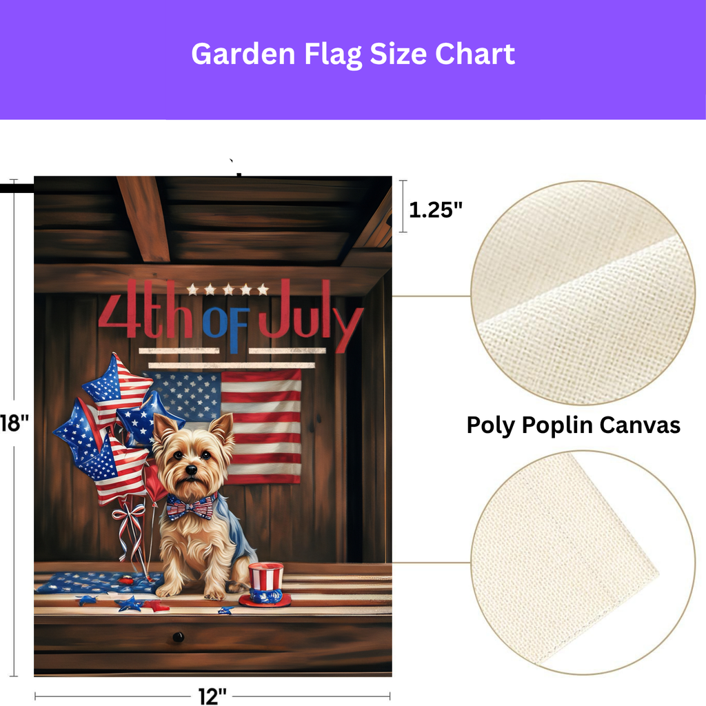 4th of July Yorkshire Terrier Garden Flag - double-sided design - Dragonfire Gardens