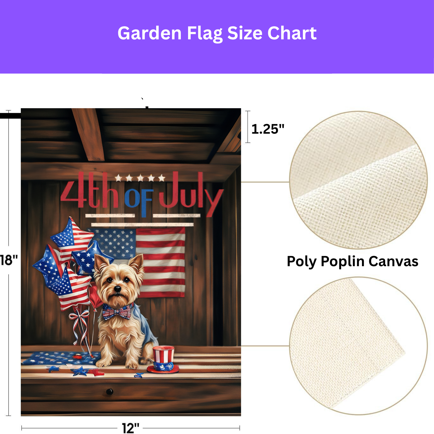 4th of July Yorkshire Terrier Garden Flag - double-sided design - Dragonfire Gardens