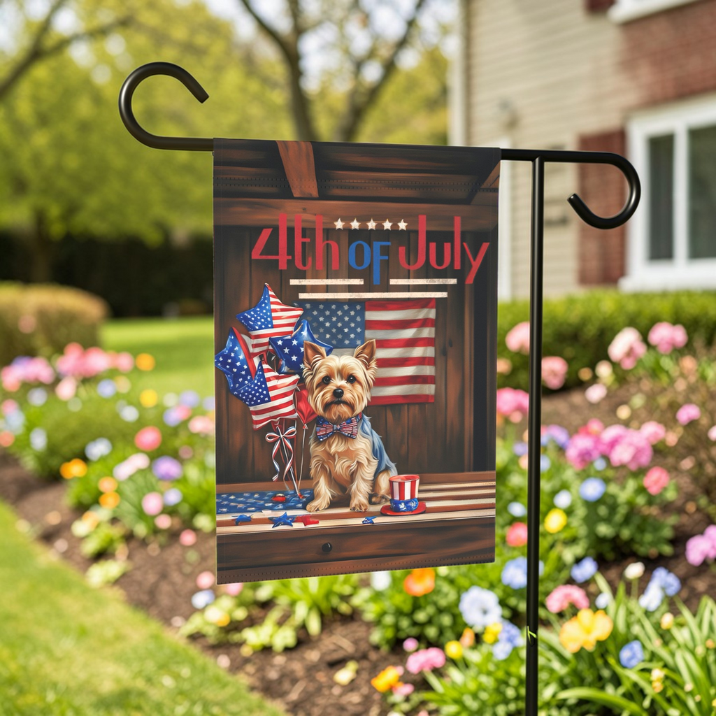 4th of July Yorkshire Terrier Garden Flag - outdoor display - Dragonfire Gardens