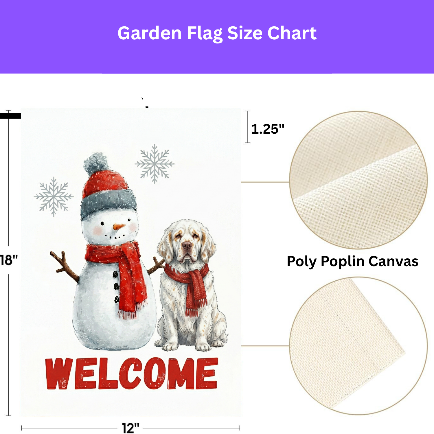Clumber Spaniel and Snowman Welcome Garden Flag - porch decor - Dragonfire Gardens
