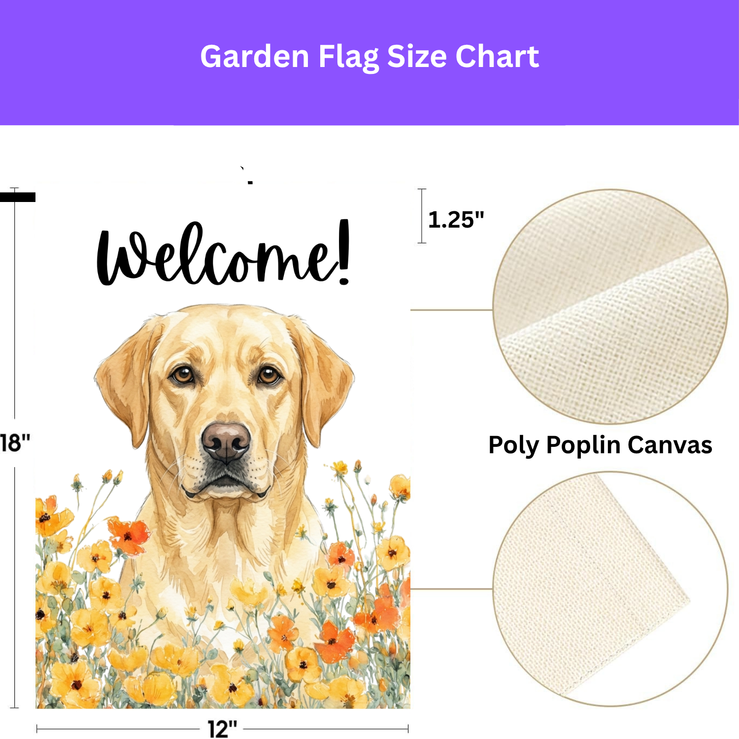 Yellow Poppies Yellow Labrador Retriever Welcome Garden Flag - double-sided design - Dragonfire Gardens