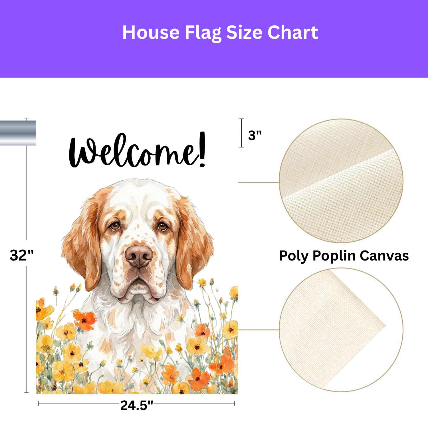 Yellow Poppies Clumber Spaniel Welcome Garden Flag - porch decor - Dragonfire Gardens