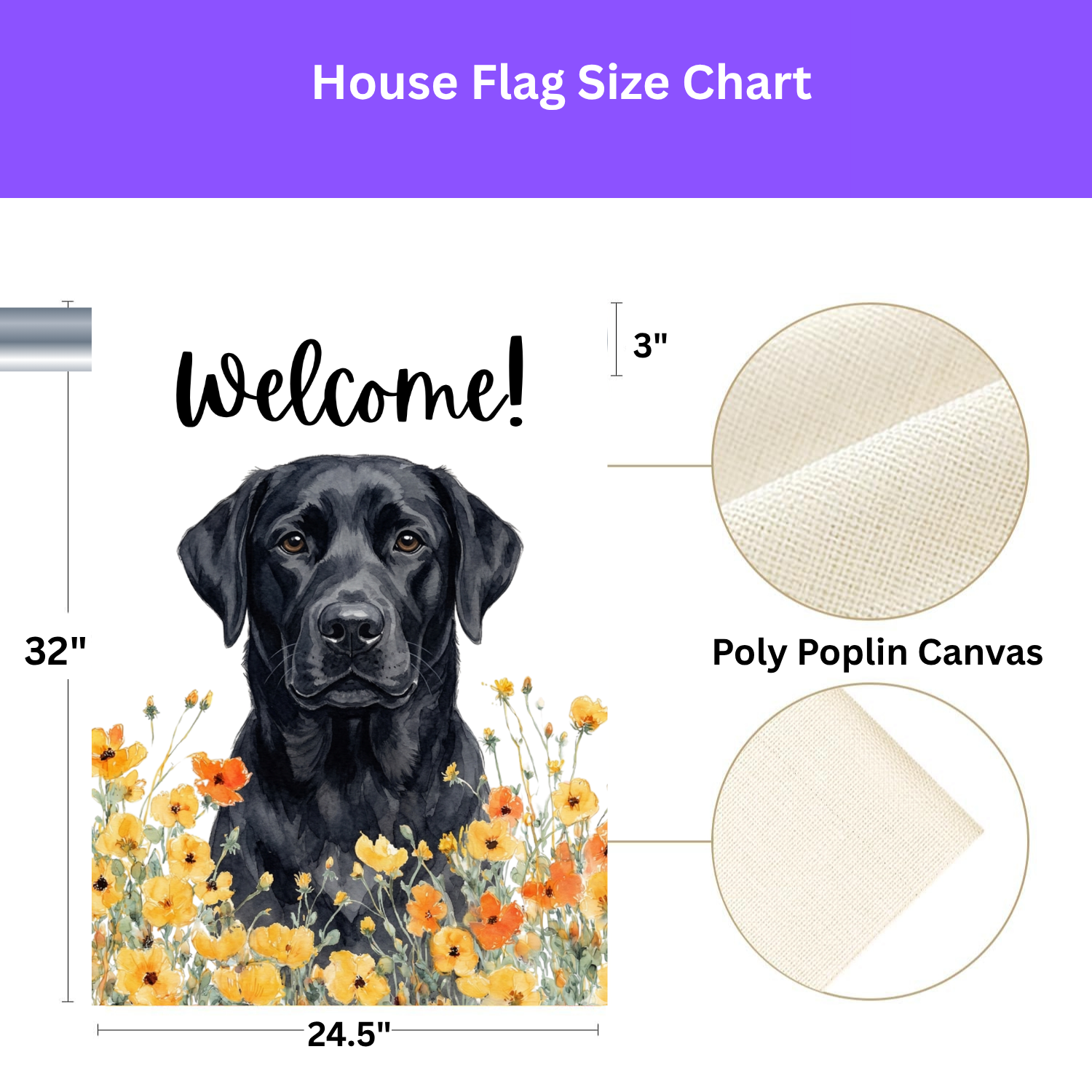 Yellow Poppies Black Labrador Retriever Welcome Garden Flag