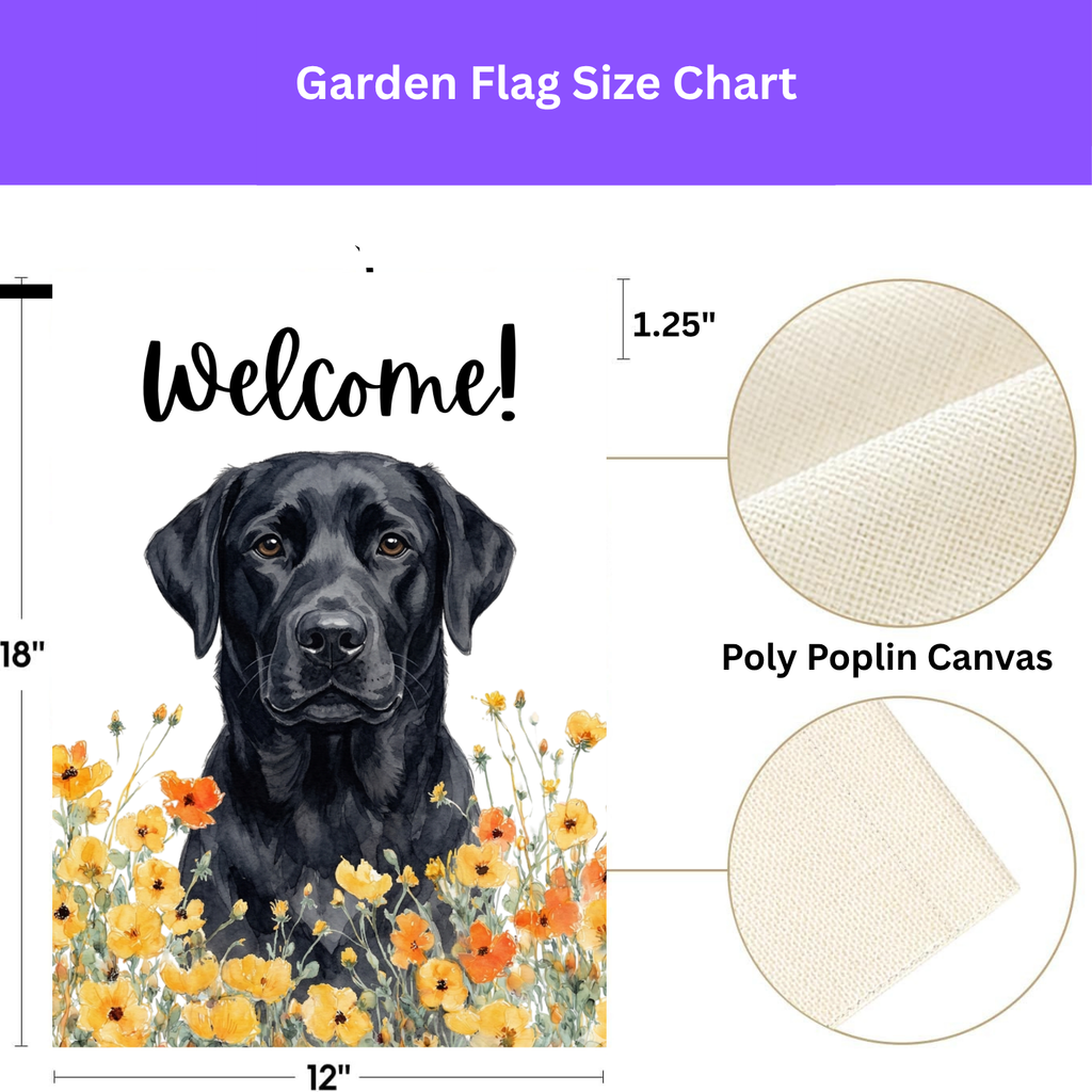 Yellow Poppies Black Labrador Retriever Welcome Garden Flag
