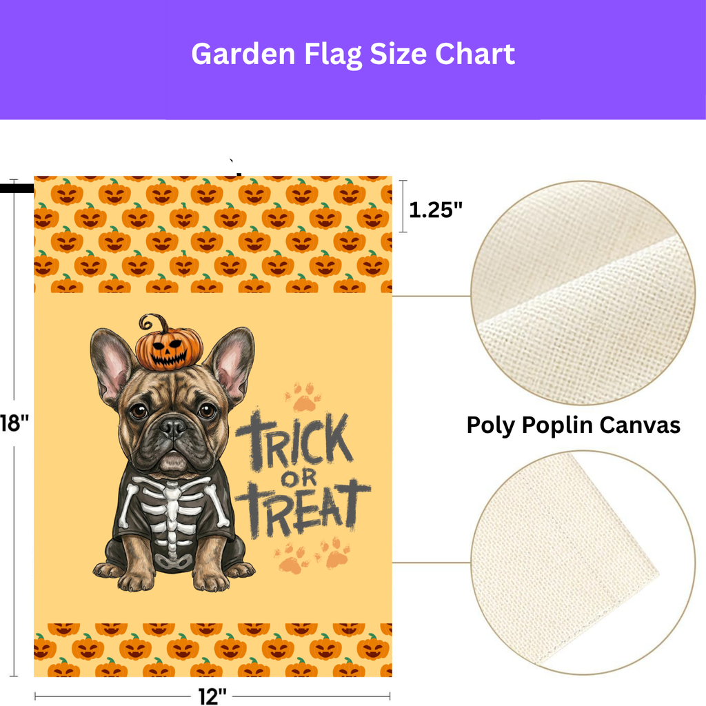 Trick or Treat French Bulldog Halloween Garden Flag - porch decor - Dragonfire Gardens