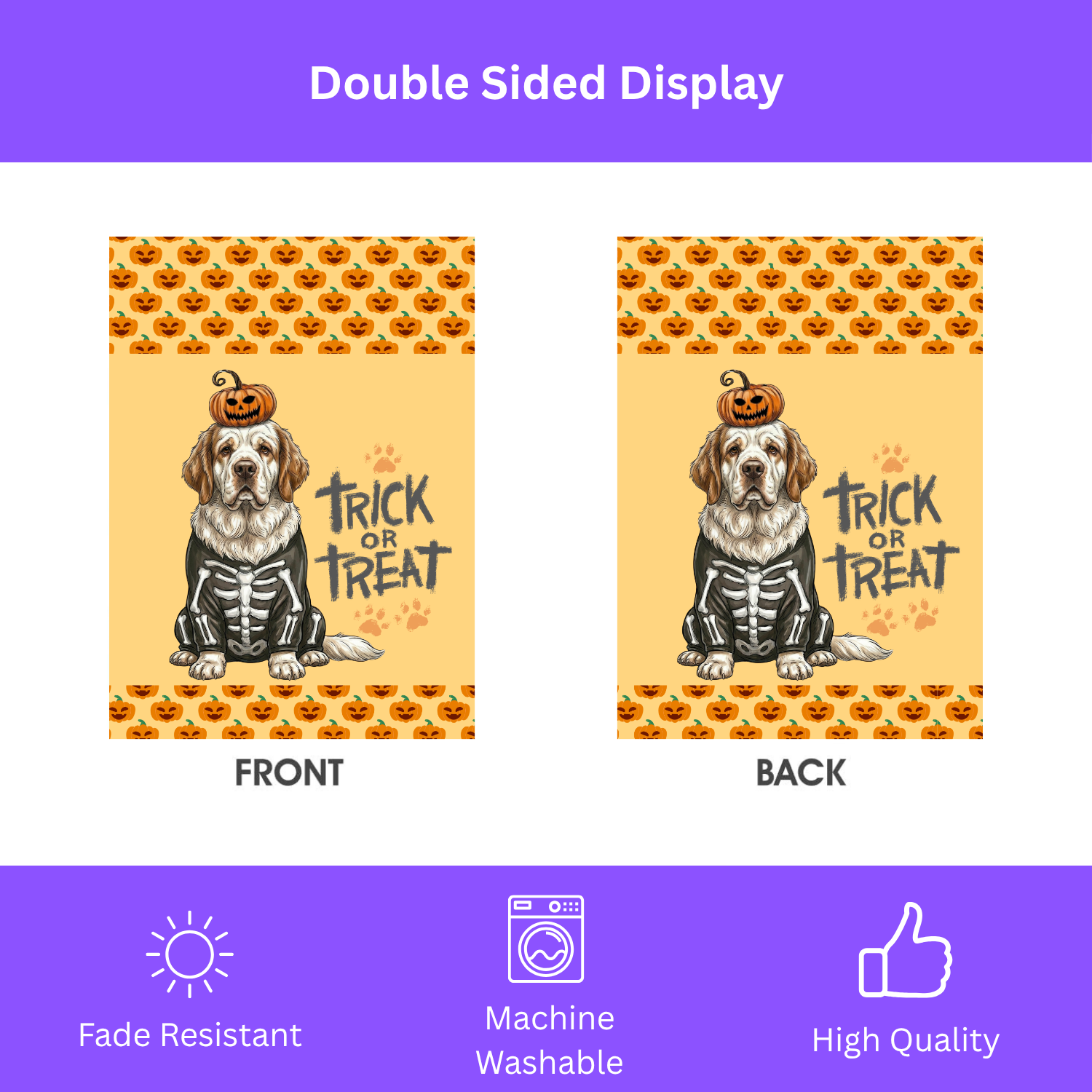 Trick or Treat Clumber Spaniel Halloween Garden Flag - porch decor - Dragonfire Gardens