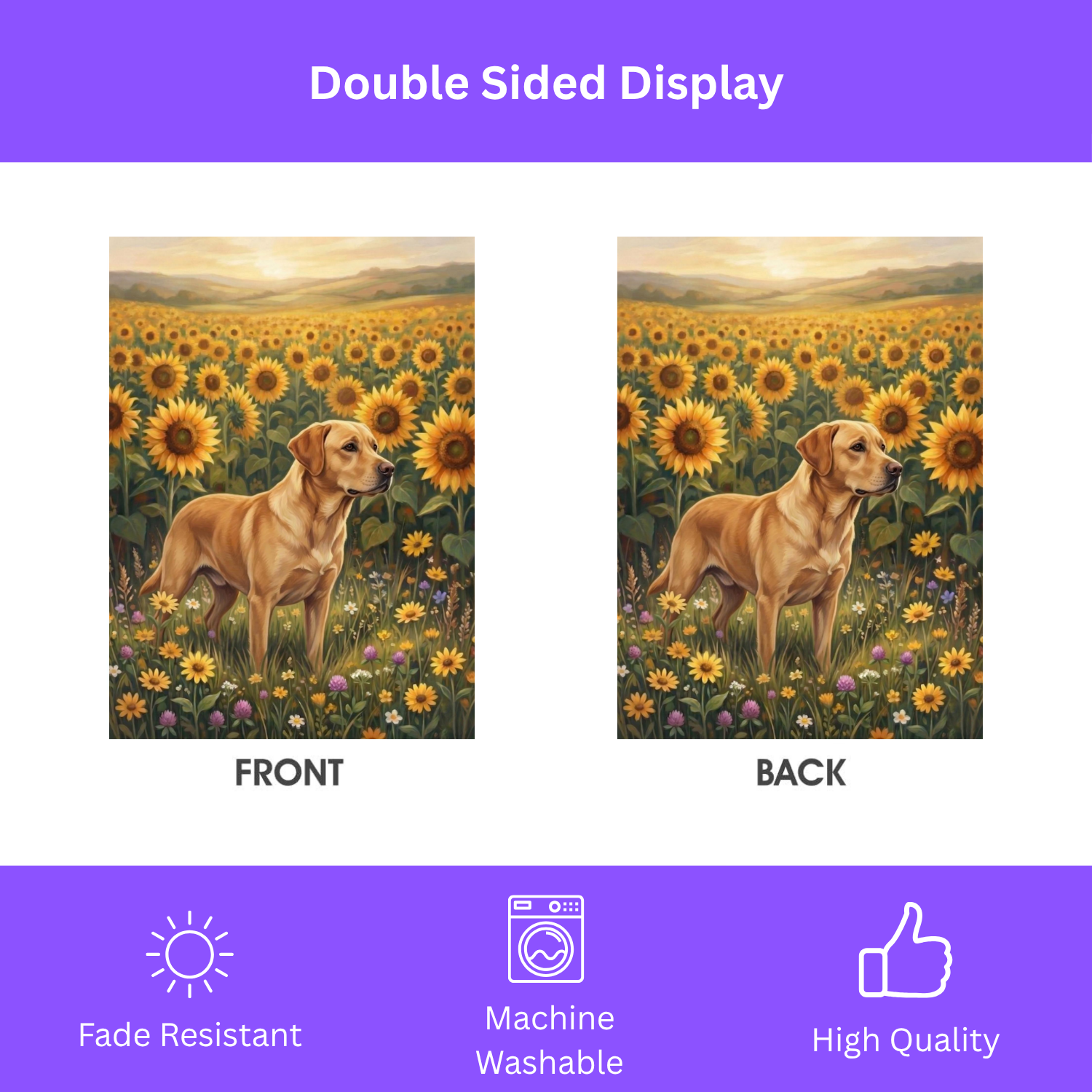 Sunflower Field Yellow Labrador Retriever Garden Flag - porch decor - Dragonfire Gardens
