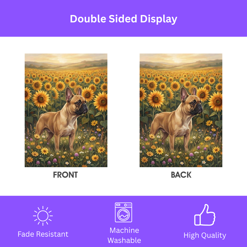 Sunflower Field French Bulldog Garden Flag - porch decor - Dragonfire Gardens