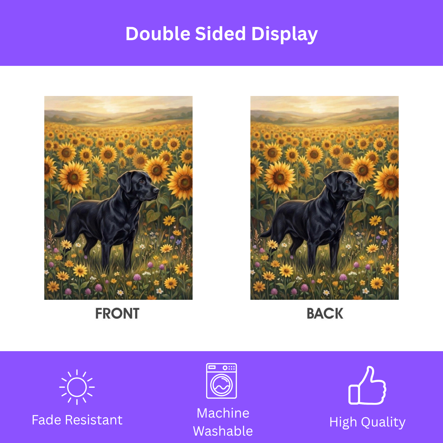 Sunflower Field Black Labrador Retriever Garden Flag - porch decor - Dragonfire Gardens