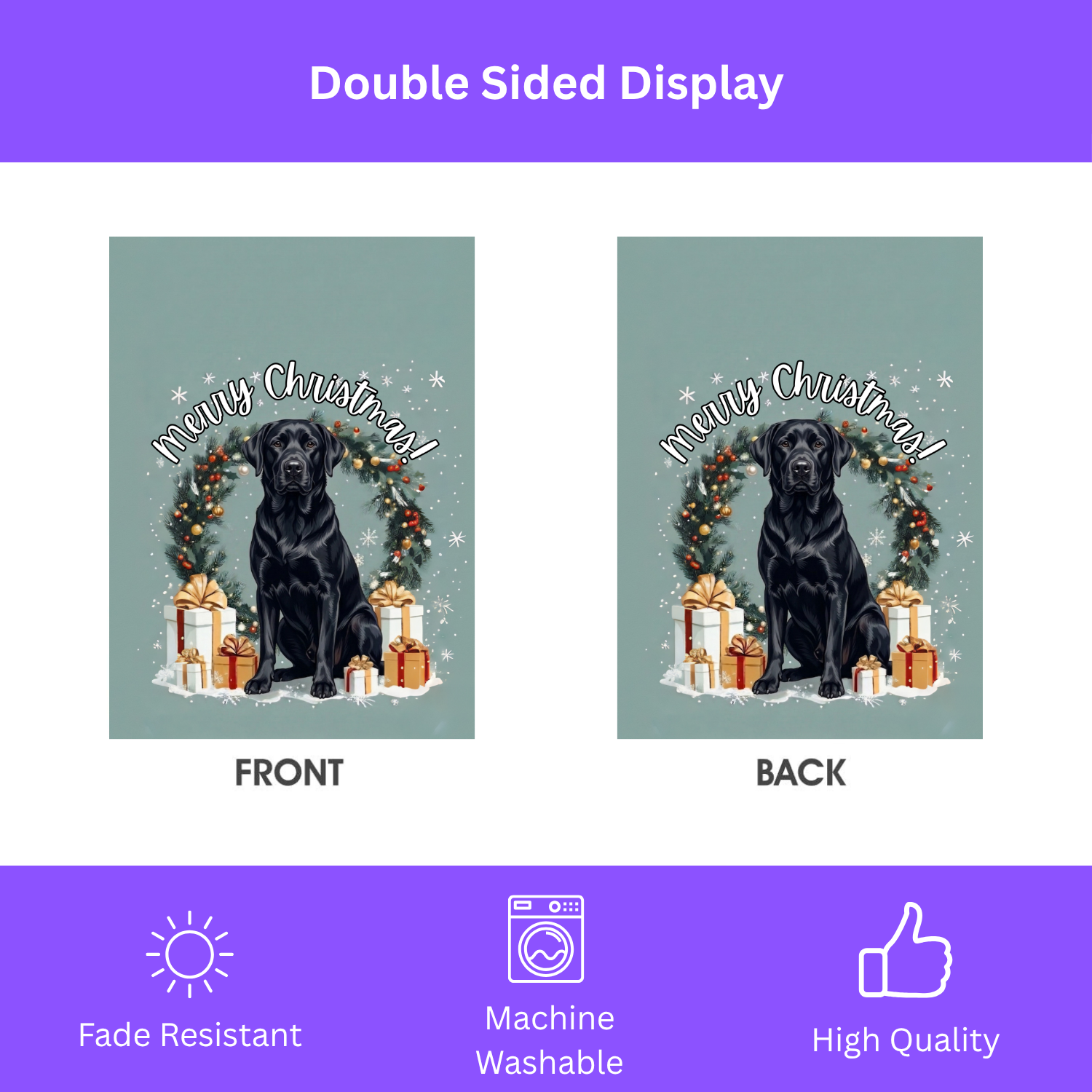 Merry Christmas Black Labrador Retriever Garden Flag - porch decor - Dragonfire Gardens