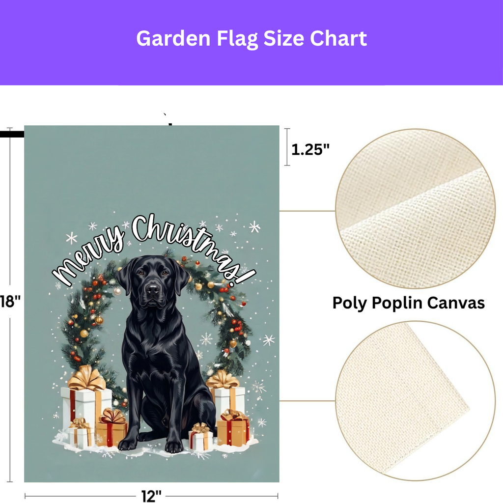 Merry Christmas Black Labrador Retriever Garden Flag - double-sided design - Dragonfire Gardens