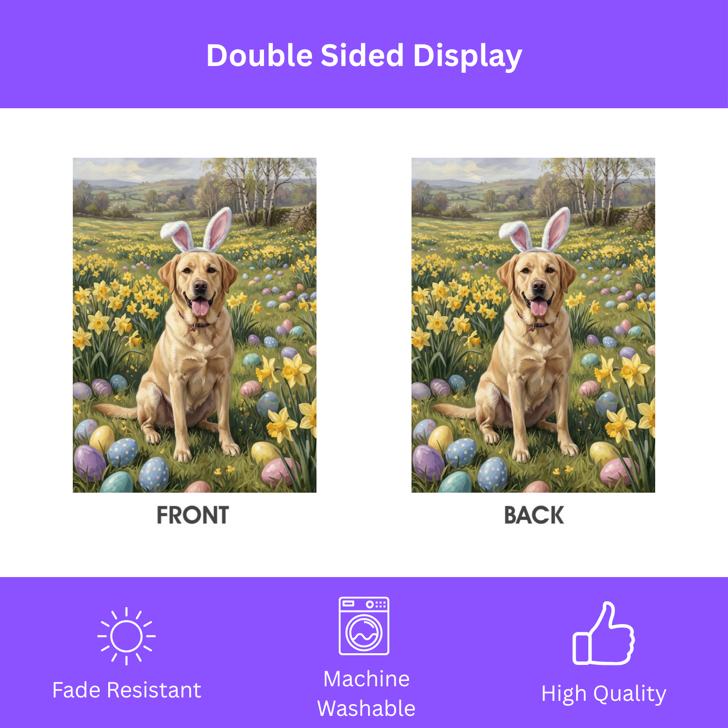 Pink Bunny Ears Yellow Labrador Retriever Easter Garden Flag