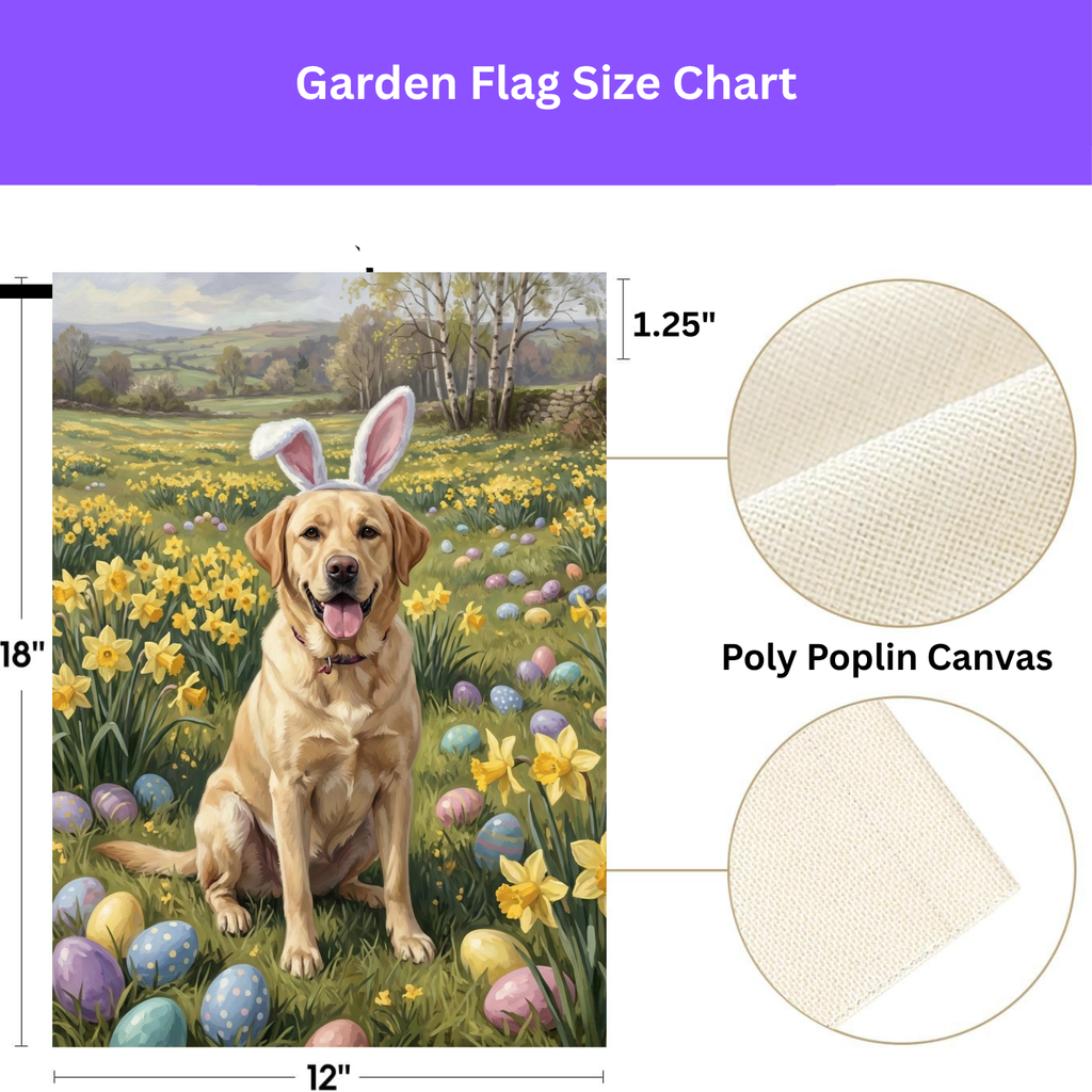 Pink Bunny Ears Yellow Labrador Retriever Easter Garden Flag - double-sided design - Dragonfire Gardens